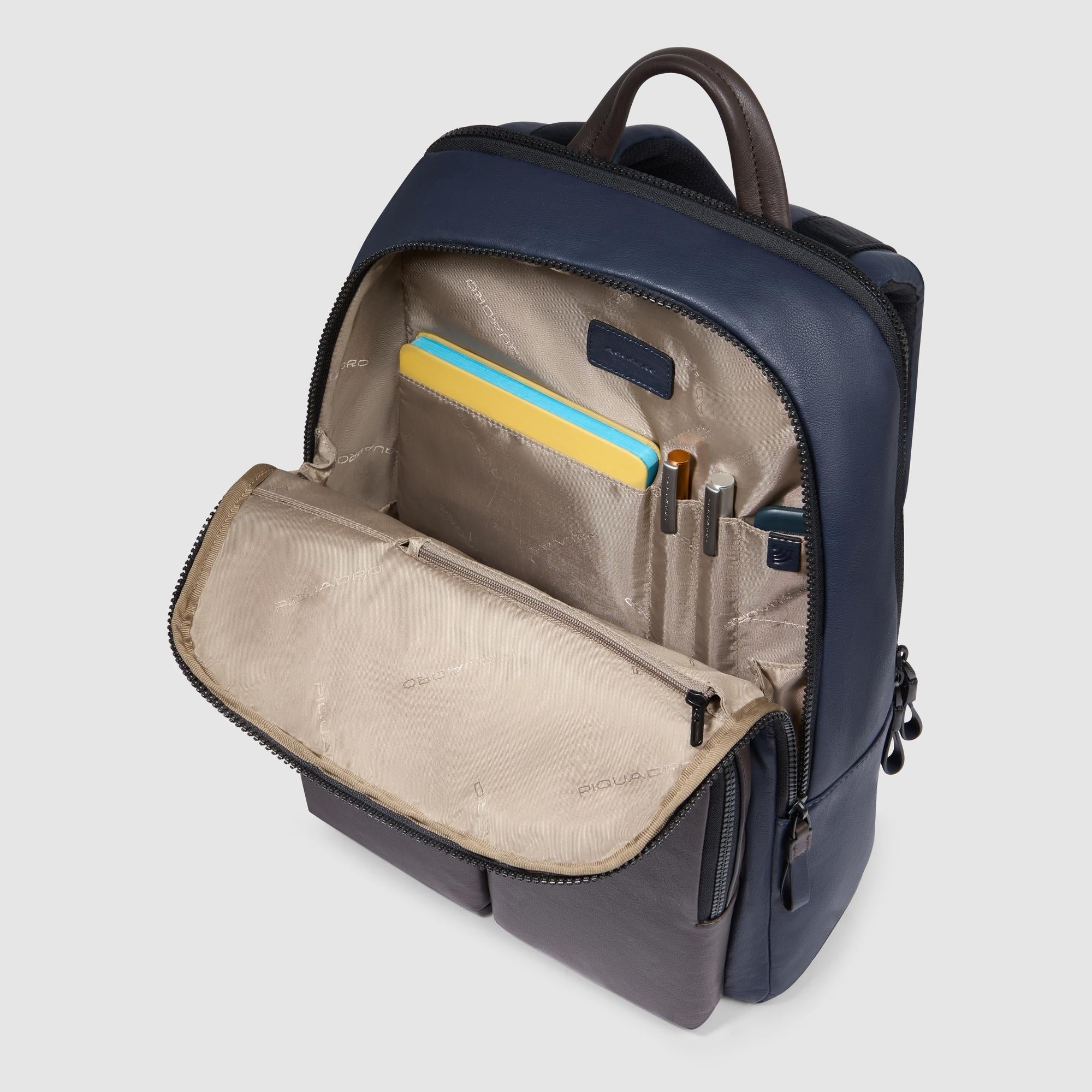 Piquadro zaino in pelle "Harper" Blu/marrone CA3869AP.BLUTM
