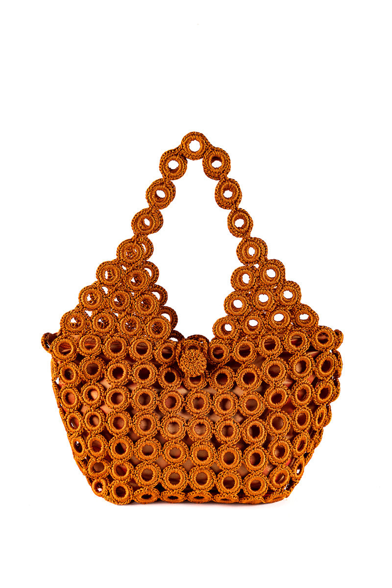 ENRICO VERSARI borsa a spalla in tessuto "Madame" Arancione CROCHET/M.OCHRE
