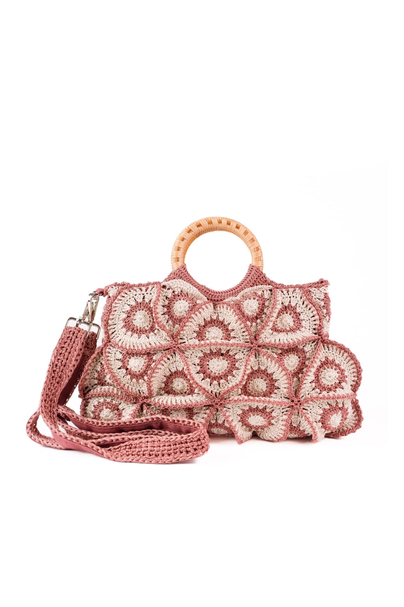 Enrico Versari borsa a mano in tessuto "Flower Bag" Multicolor FLOWER BAG BIC.BEIGE/WINE