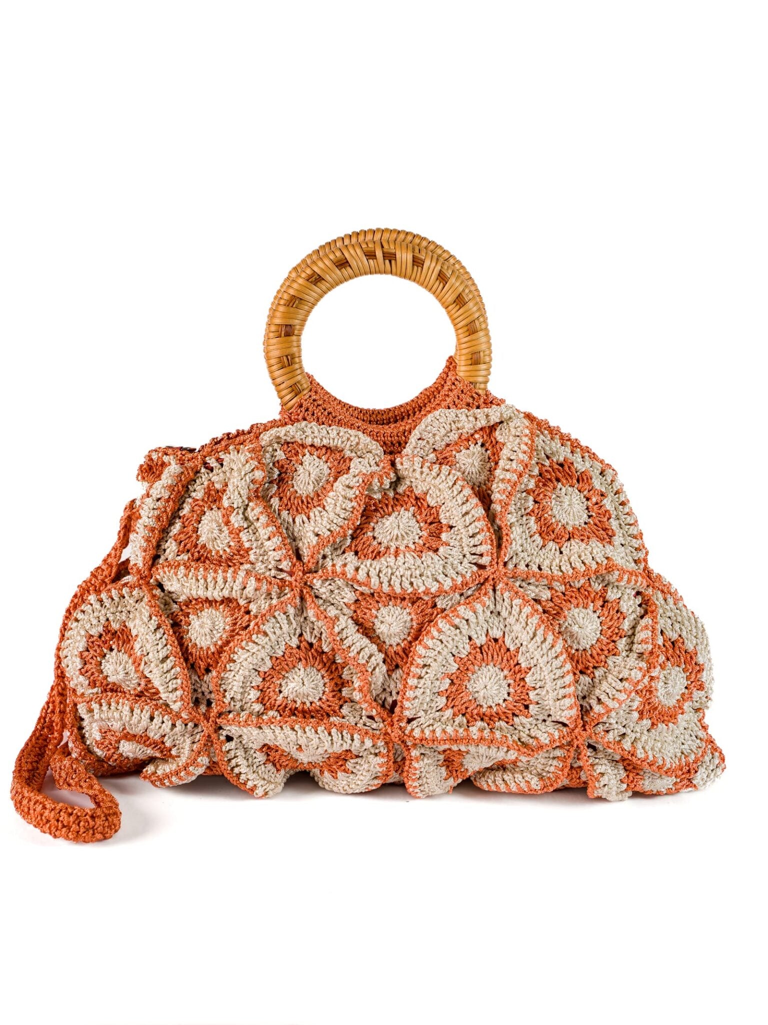 Enrico Versari borsa a mano in tessuto "Flower Bag" Multicolor FLOWER BAG BIC.BEIGE/ORANGE