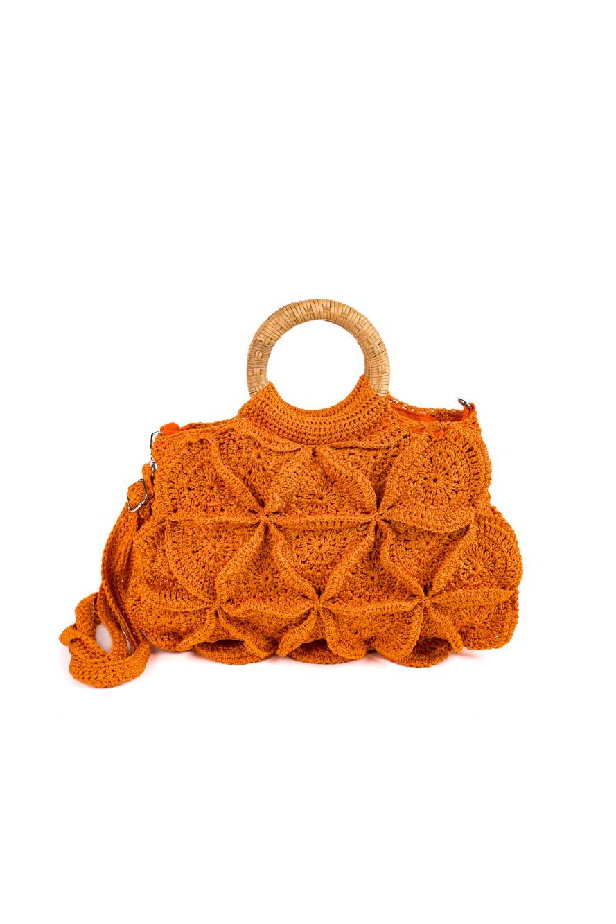 ENRICO VERSARI borsa a mano in tessuto "Flower Bag" Arancione FLOWER BAG UNIS.OCHRE