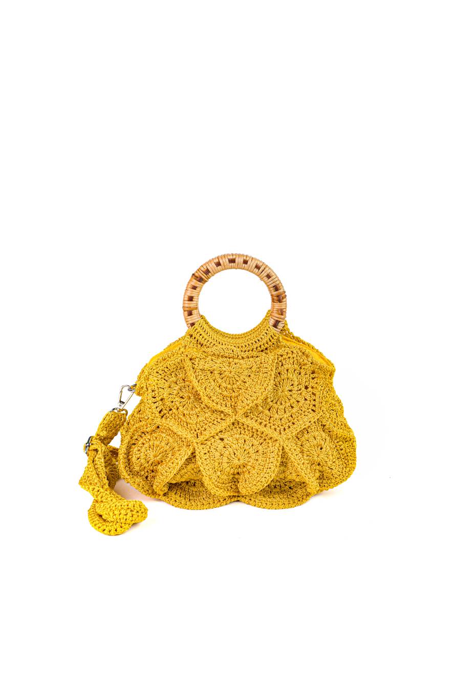 ENRICO VERSARI borsa a mano in tessuto "Flower Bag S" Giallo FLOWER BAG S UNIS.PRIMEROSE YE