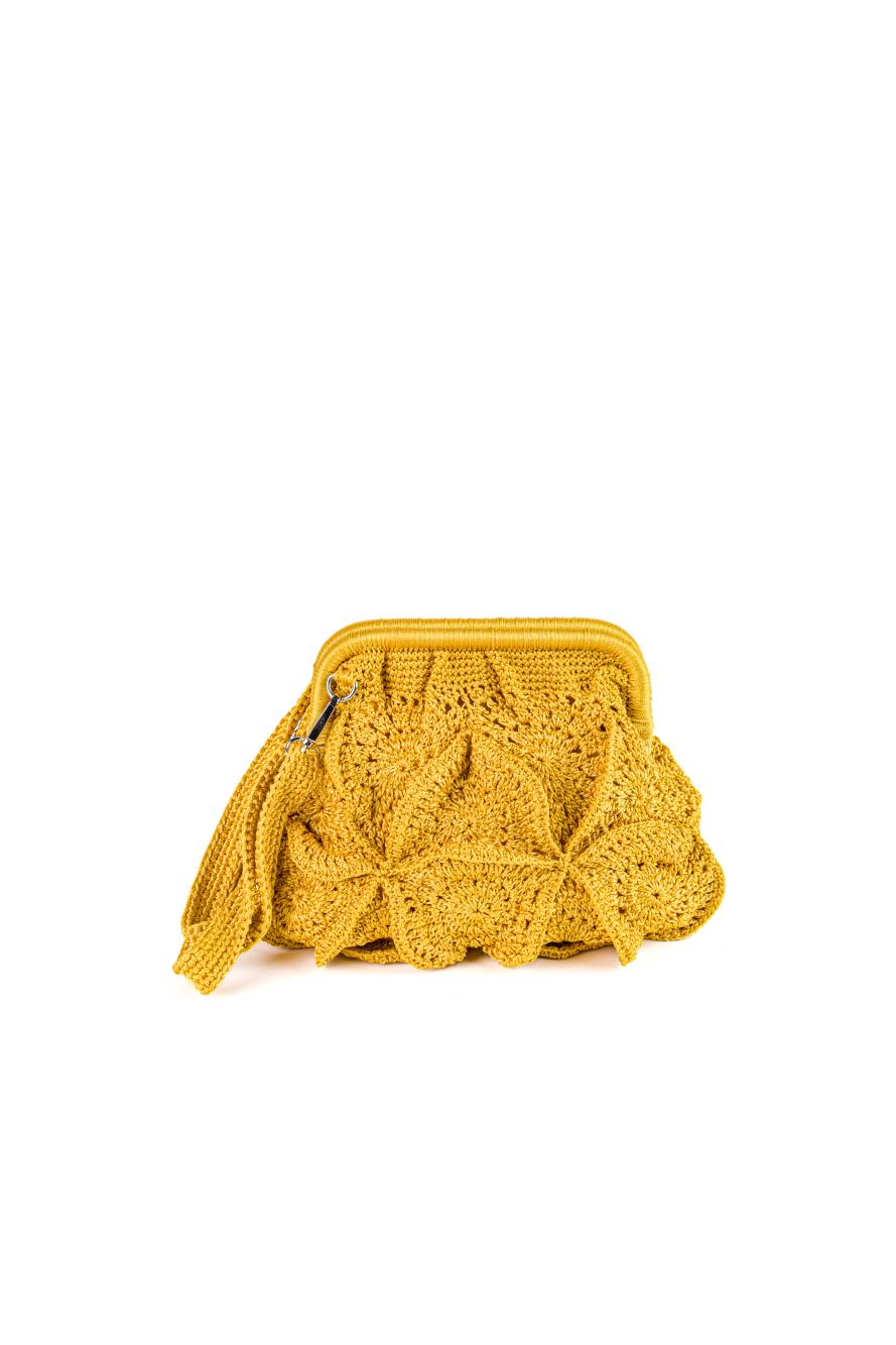 ENRICO VERSARI pochette in tessuto " Flower bag" Giallo VIVIAN.PRIMEROSE YELLOW
