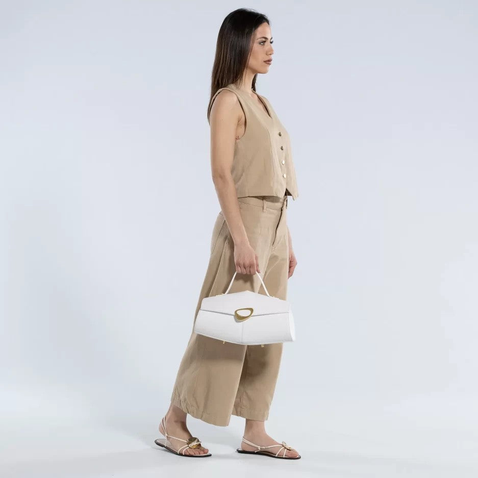 Arcadia borsa a mano in pelle "Calipso" Bianco 4187.BIANCO