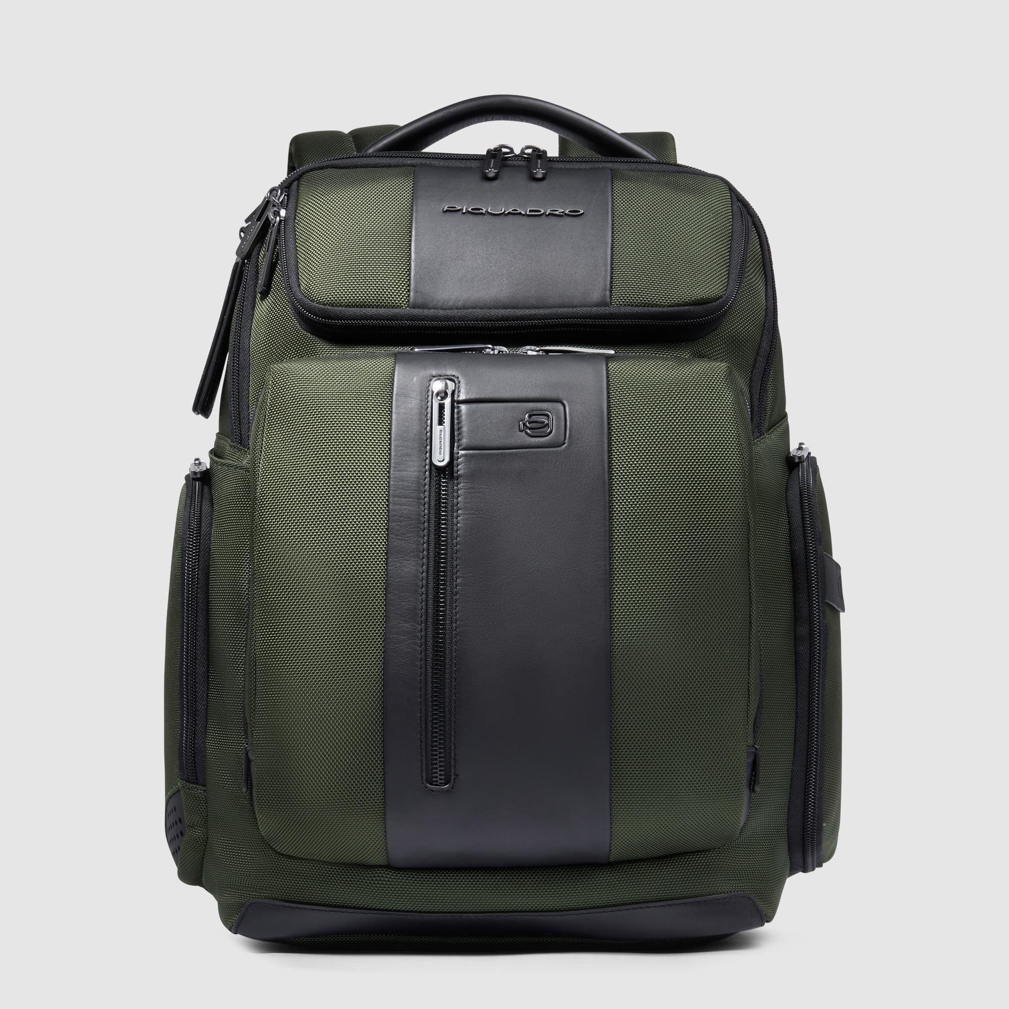 Piquadro zaino in tessuto e pelle "Brief 2" Verde CA5477BR2.VE2