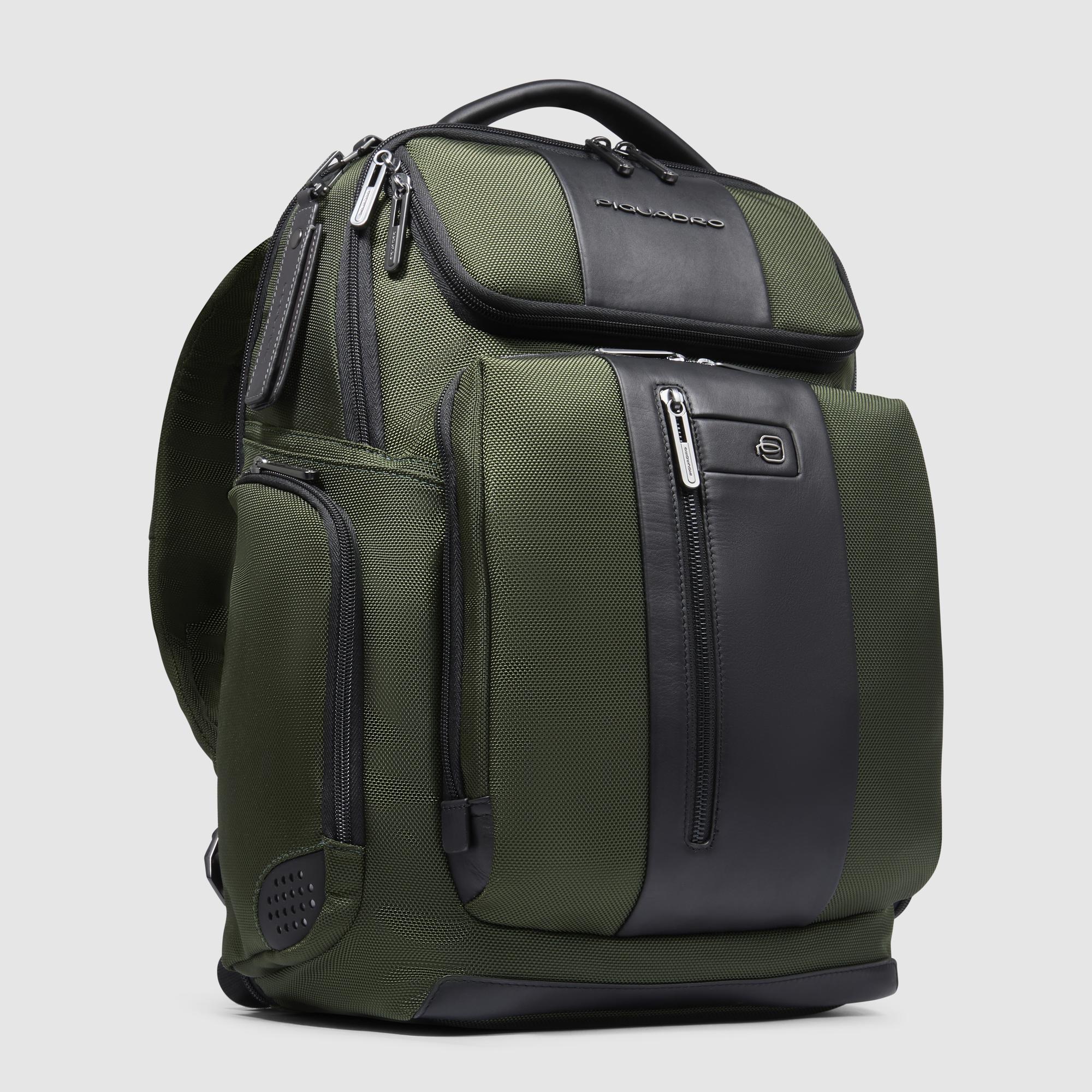 Piquadro zaino in tessuto e pelle "Brief 2" Verde CA5477BR2.VE2
