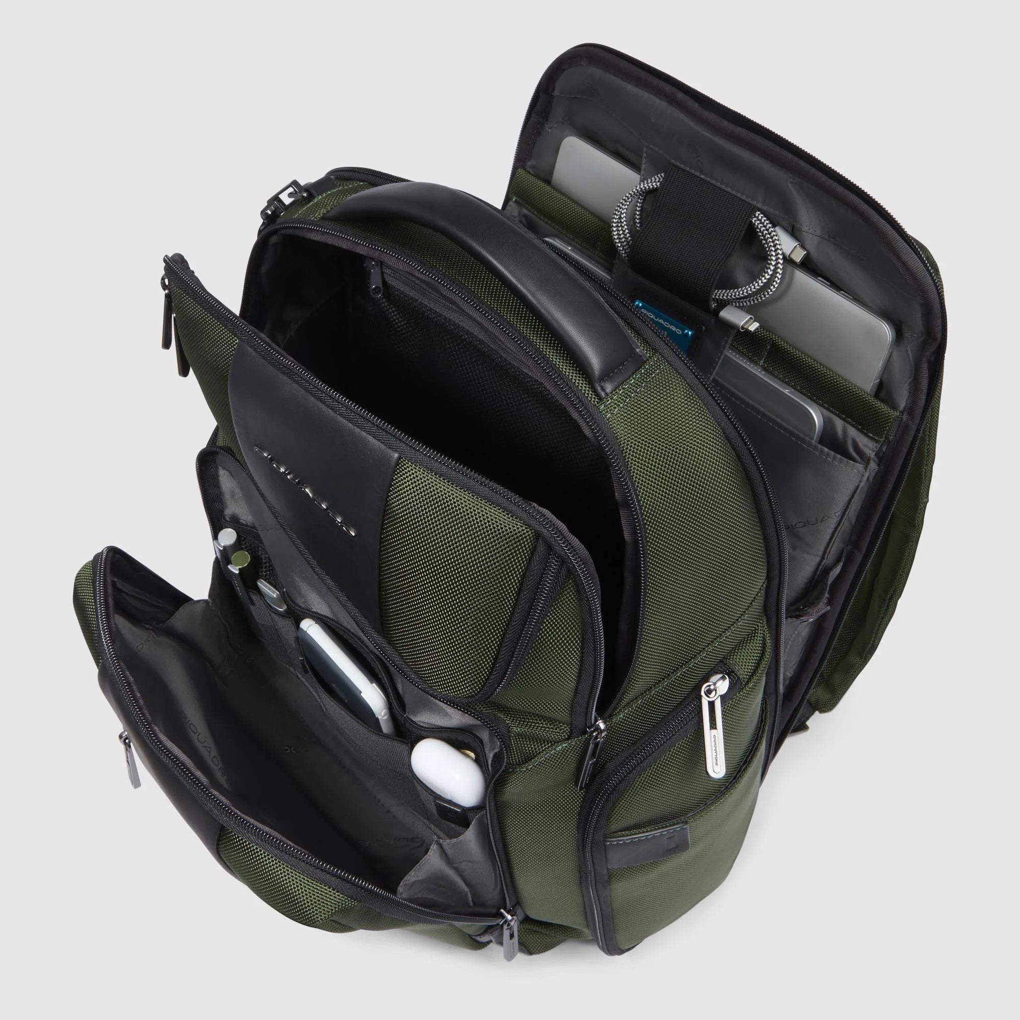 Piquadro zaino in tessuto e pelle "Brief 2" Verde CA5477BR2.VE2