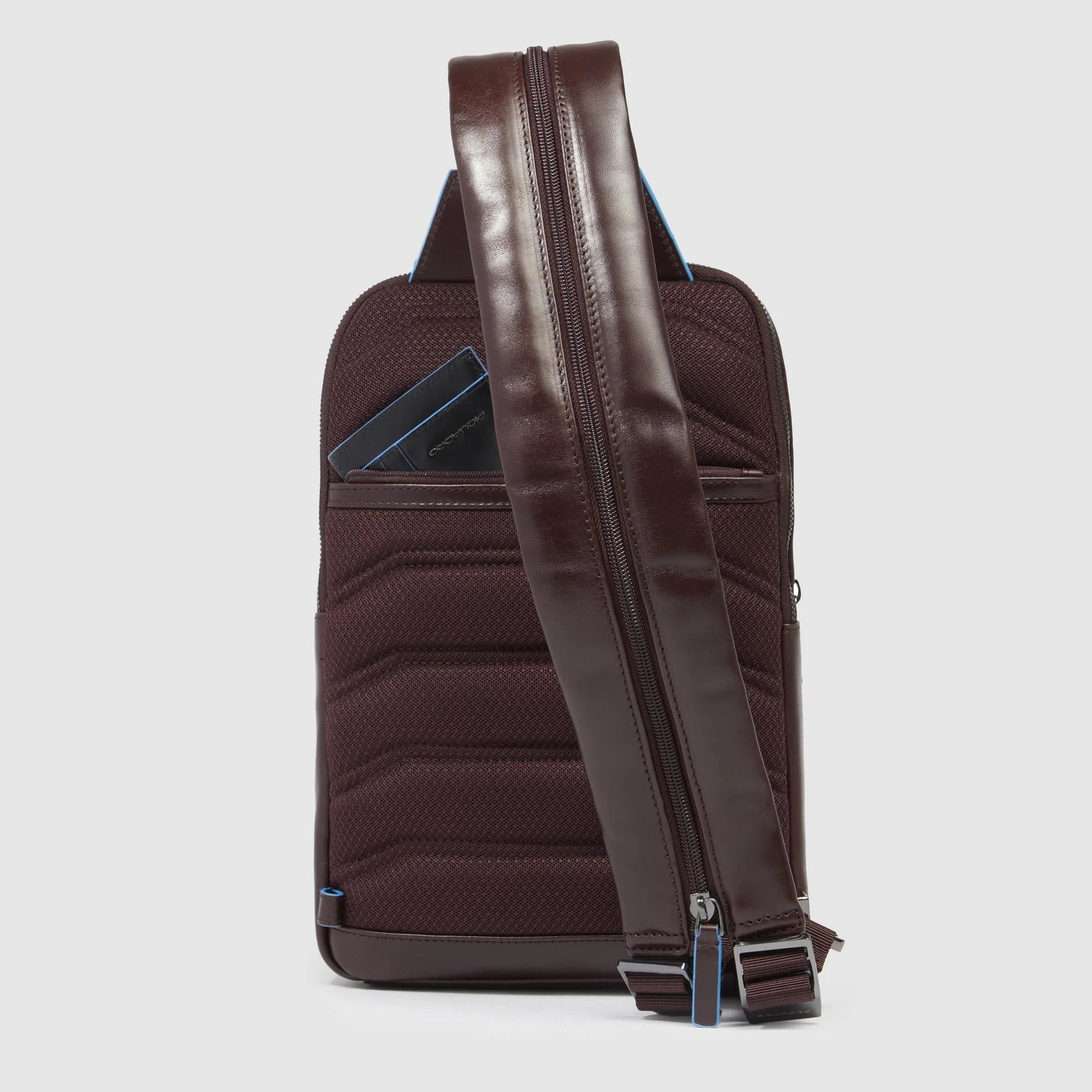 Piquadro monospalla in pelle "Blue Square" Marrone CA6589B2.MO