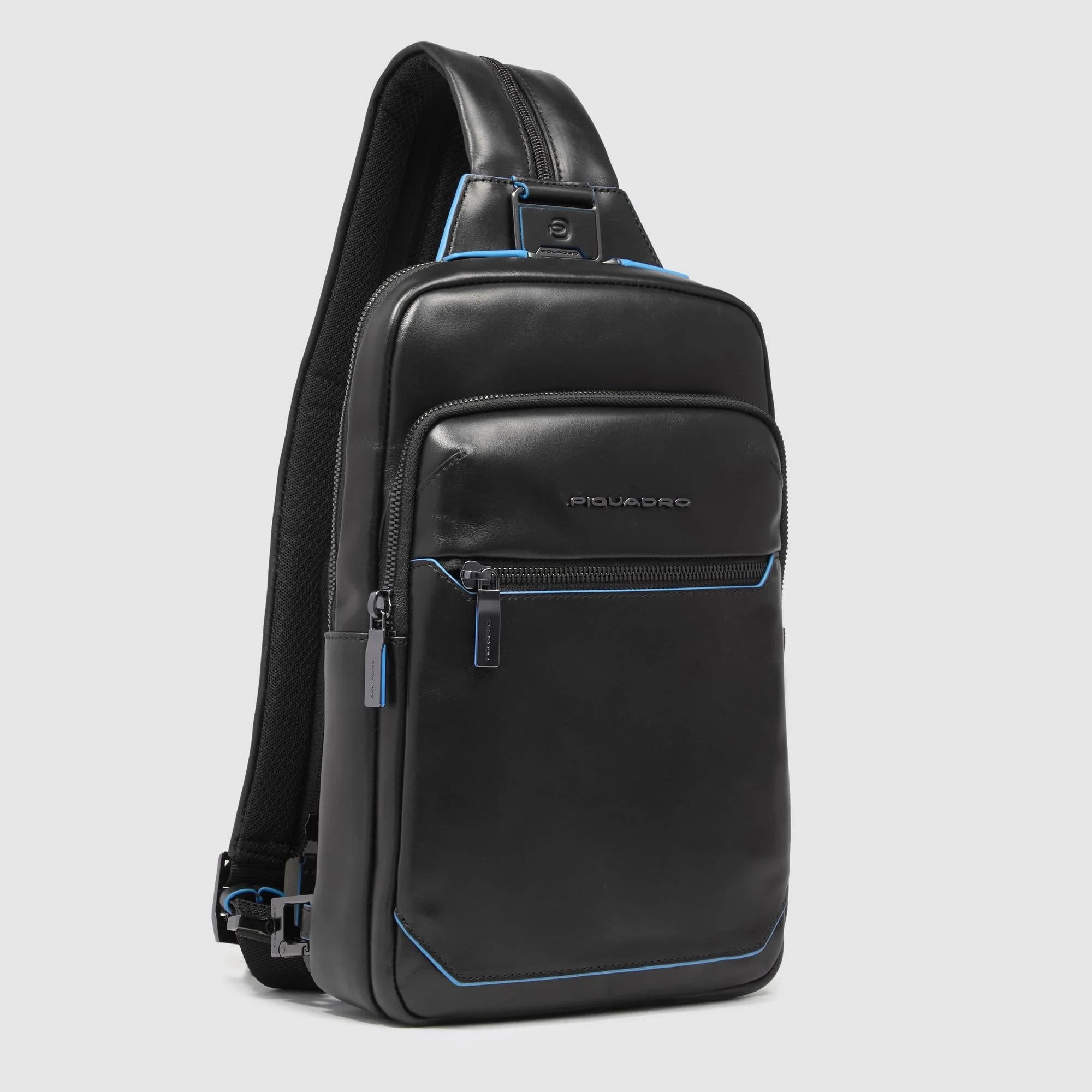 Piquadro monospalla in pelle "Blue Square" Nero CA6589B2.N