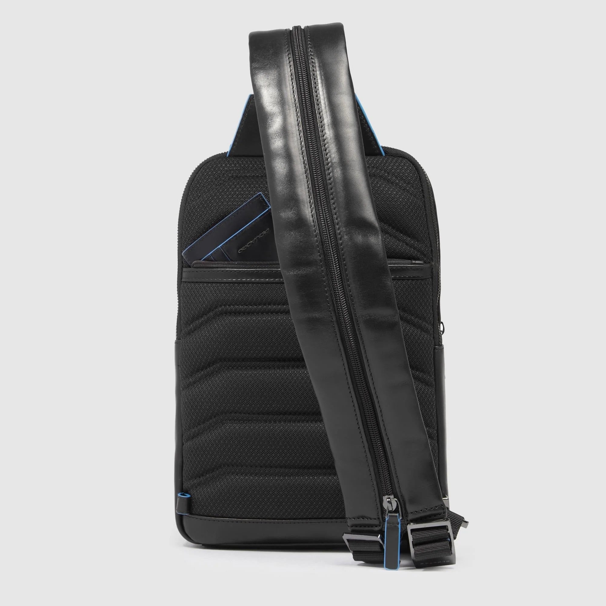 Piquadro monospalla in pelle "Blue Square" Nero CA6589B2.N