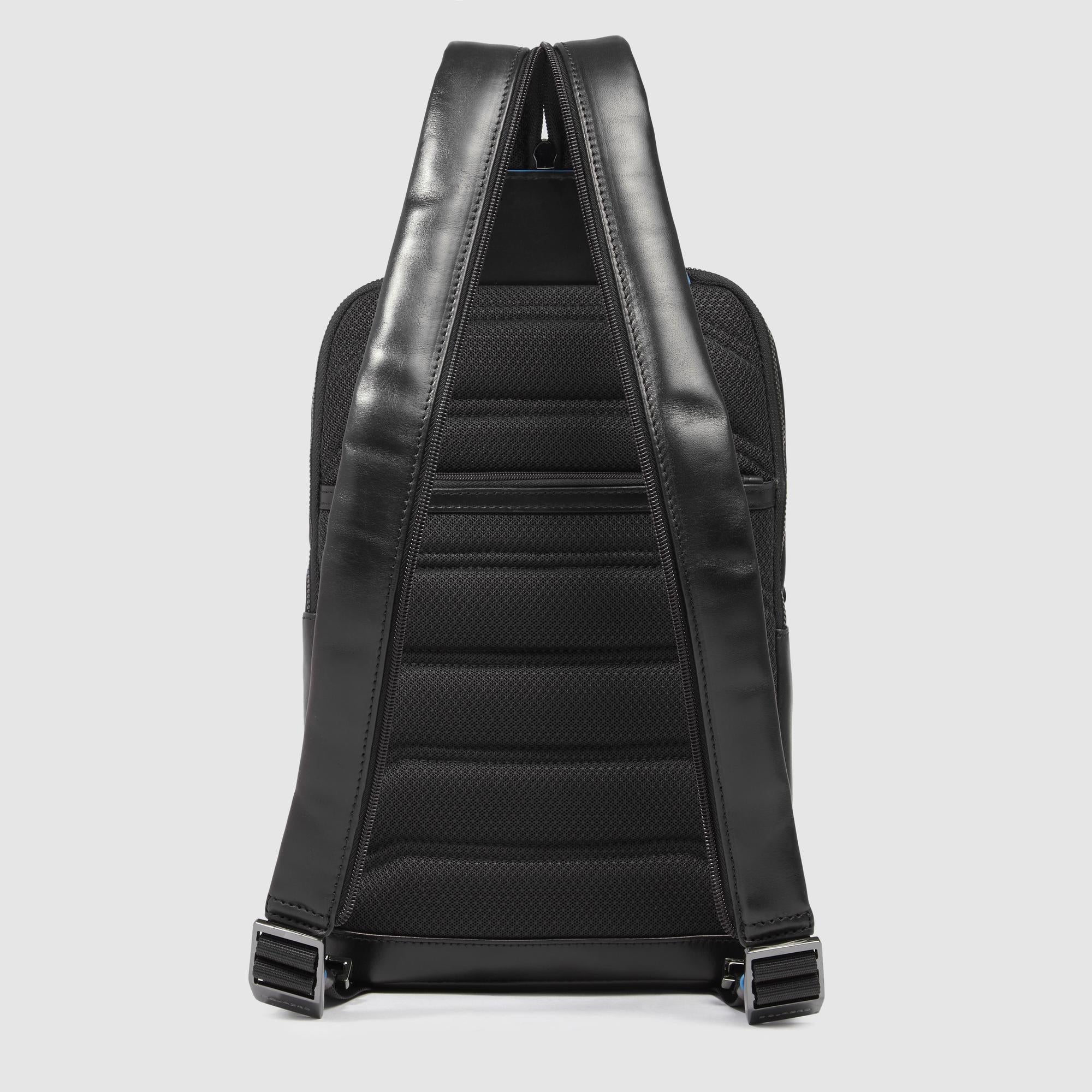 Piquadro monospalla in pelle "Blue Square" Nero CA6589B2.N
