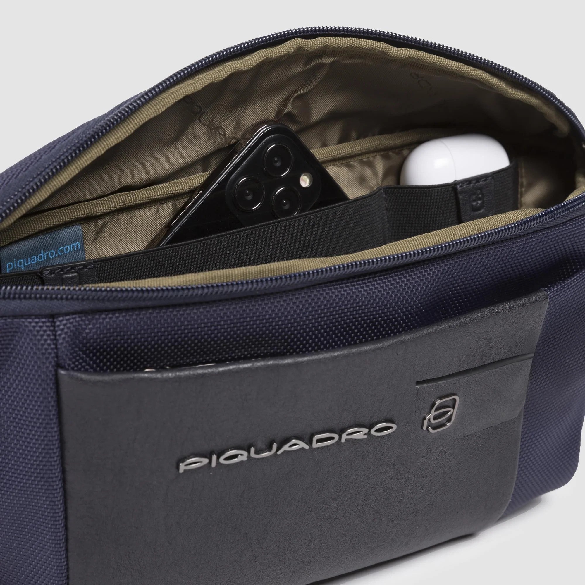 Piquadro marsupio in tessuto e pelle "Brief 2 Blu CA2174BR2.BLU