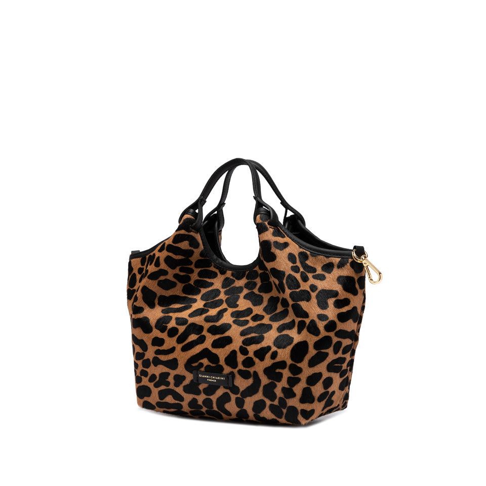 Gianni Chiarini borsa a mano in cavallino "Dua" Animalier BS11109 CAV-PL.11865 LEO-NERO