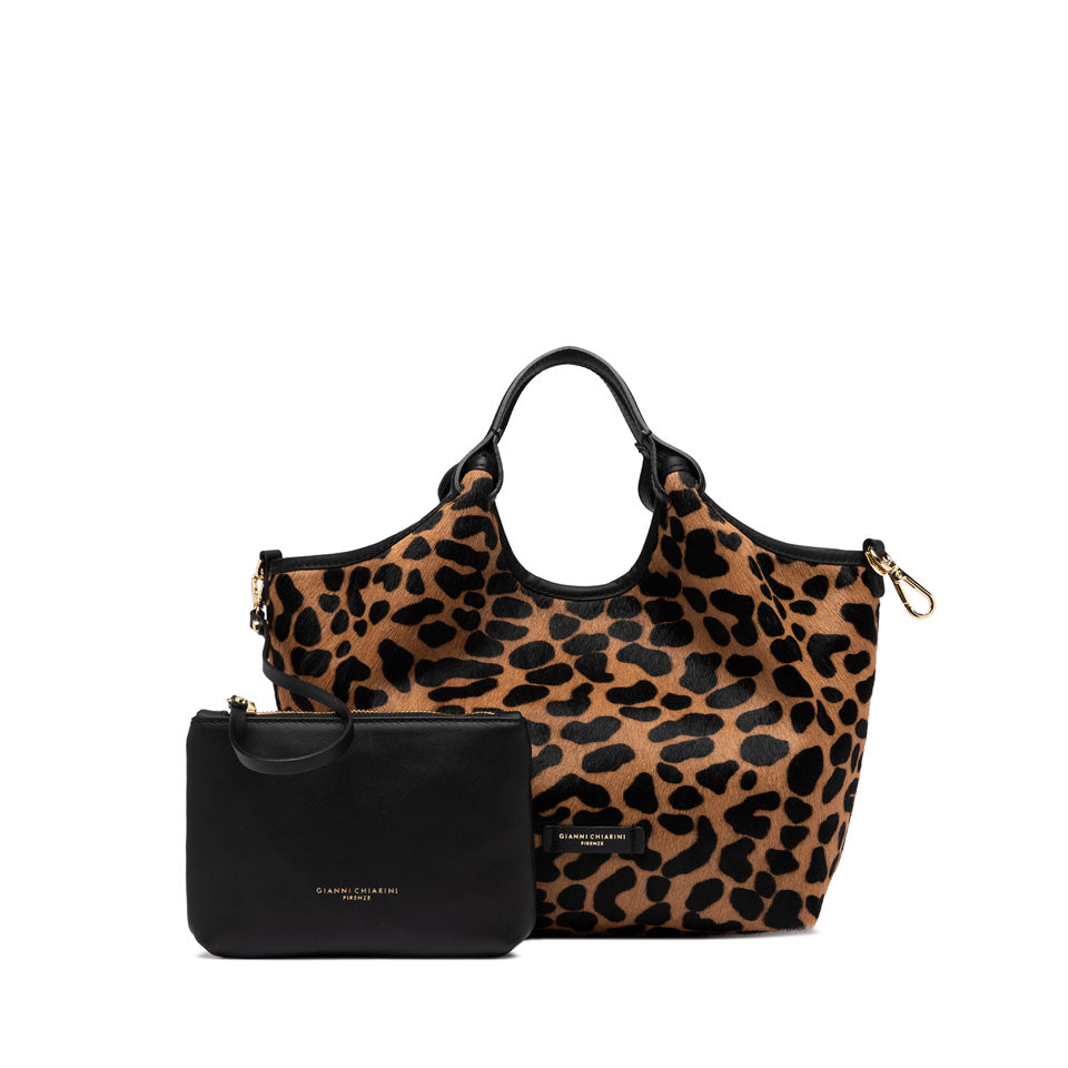 Gianni Chiarini borsa a mano in cavallino "Dua" Animalier BS11109 CAV-PL.11865 LEO-NERO