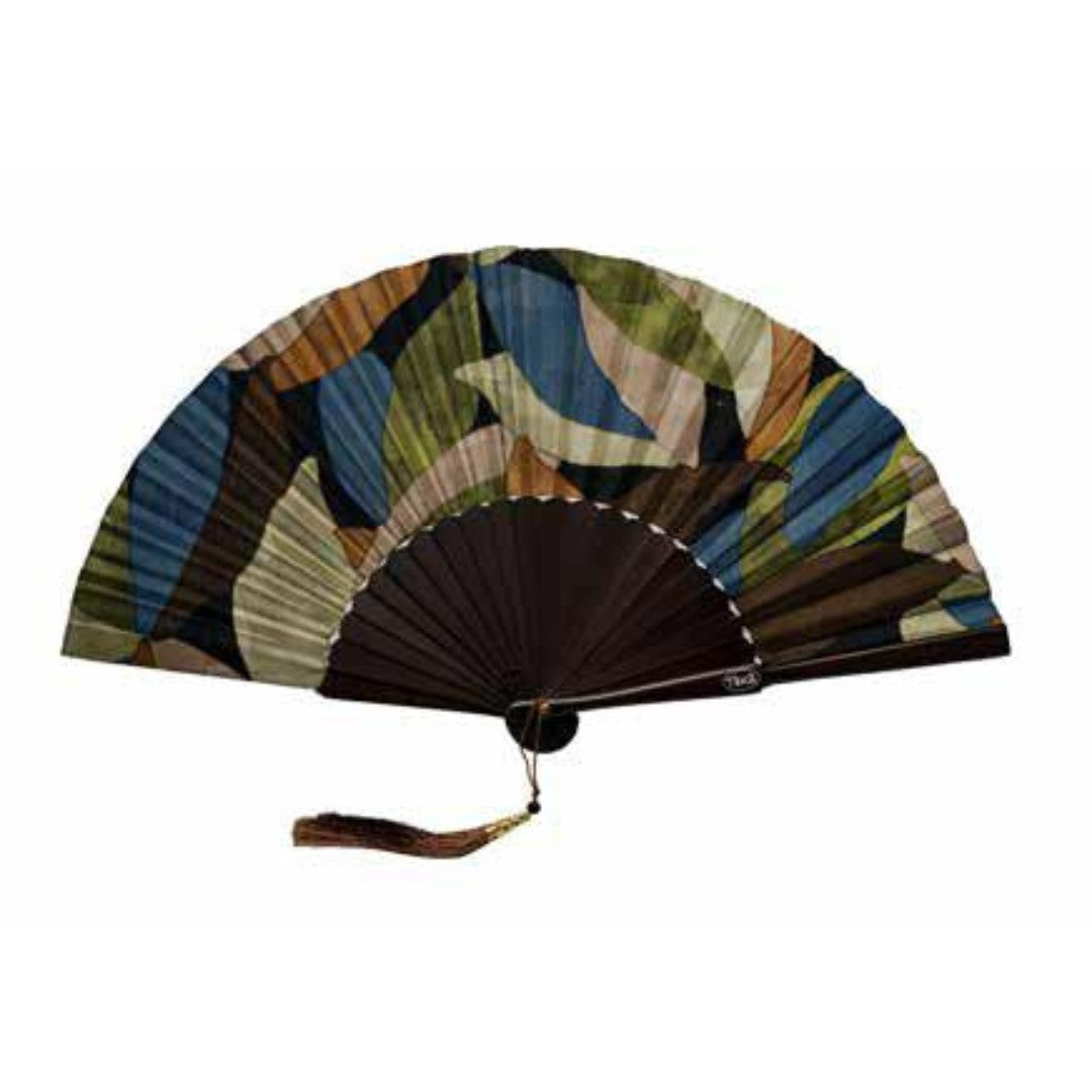 Te Per Due ventaglio in tessuto e legno "Leaves" Marrone TPWR23.527 LEAVES