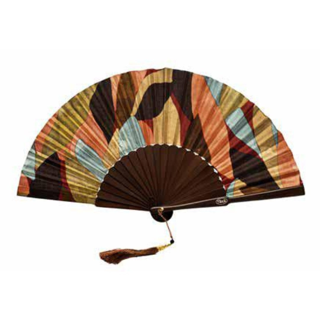 Te Per Due ventaglio in tessuto e legno "Leaves" Terracotta TPWR23.528 LEAVES