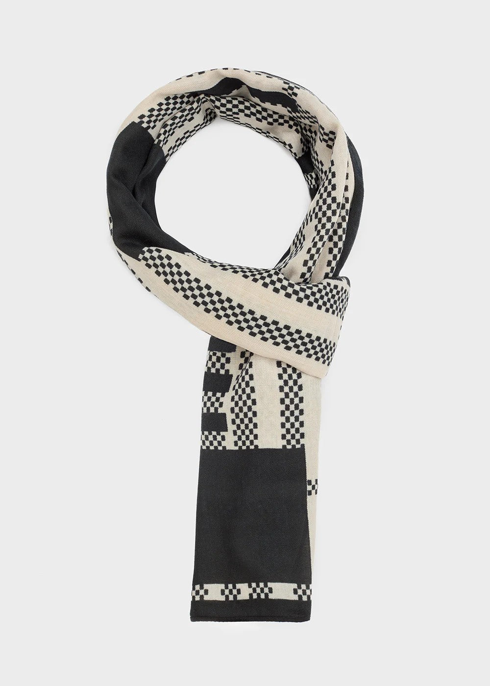 Nalì sciarpa in poliestere "Rettangoli" Multicolor BOSC0178.BEIGE/NERO