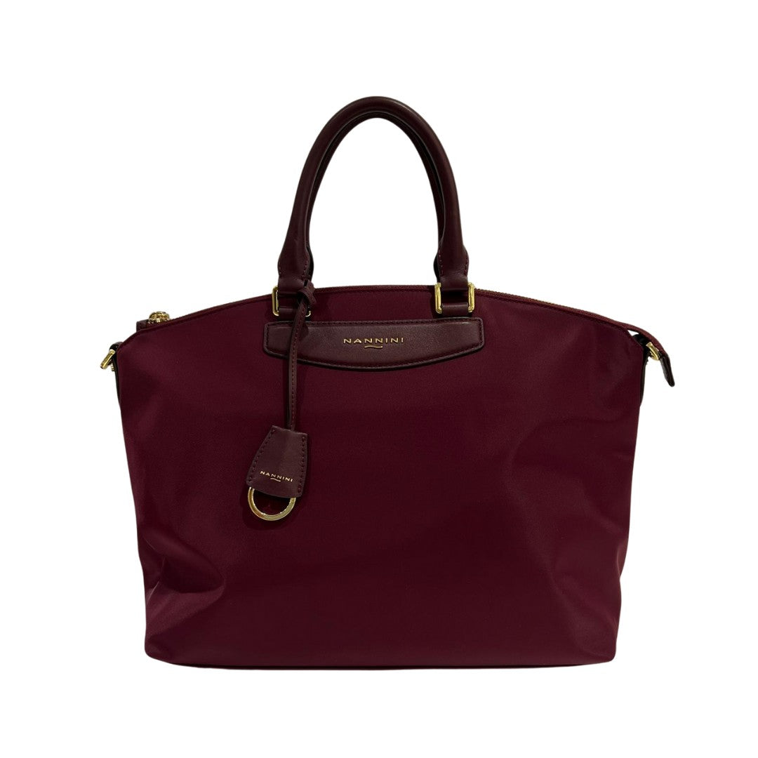 Nannini borsa a mano in tessuto e pelle "Elsa" Bordeaux 19020.BORDEAUX
