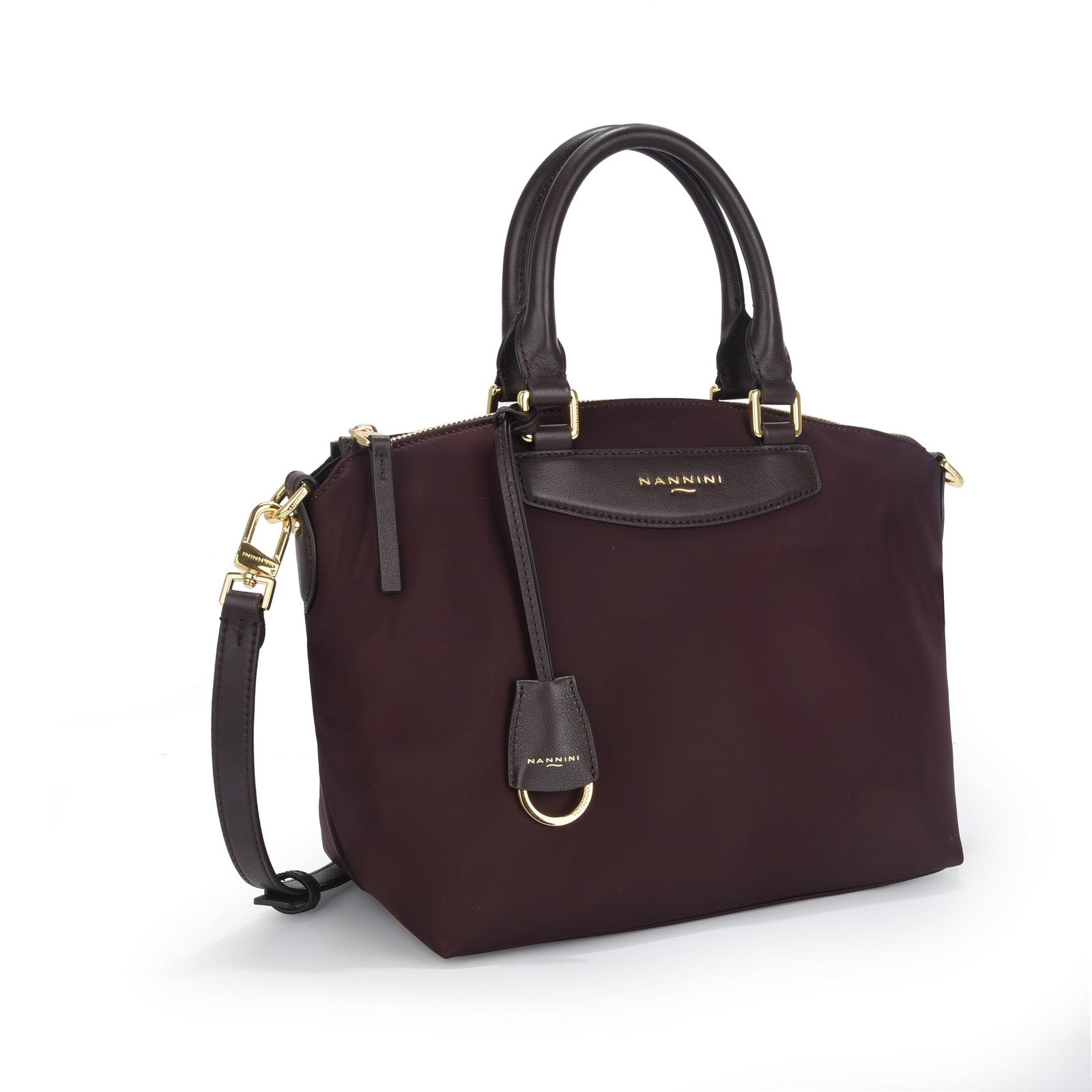 Nannini borsa a mano in tessuto e pelle "Elsa" Marrone 19021.SIGARO