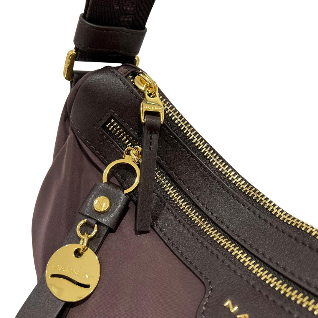Nannini borsa a tracolla in tessuto e pelle "Liberty" Marrone 18243.SIGARO