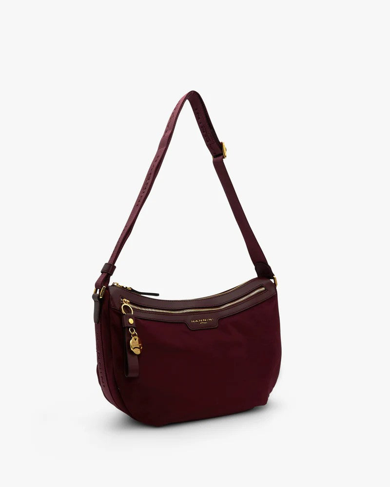 Nannini borsa a tracolla in tessuto e pelle "Liberty" Bordeaux 18243.BORDEAUX
