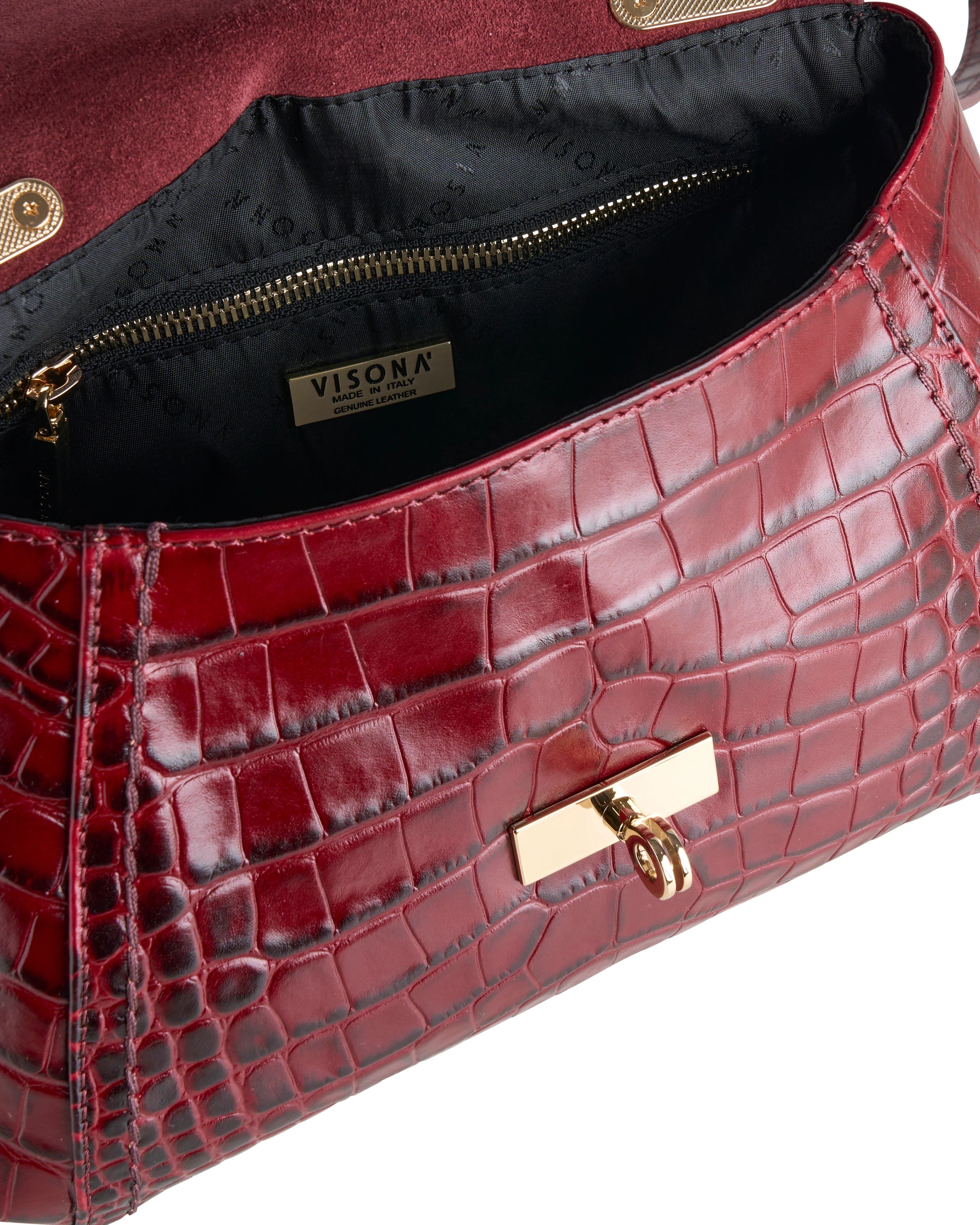 Visonà borsa a spalla in pelle "Miami" Bordeaux 25675.CHIANTI