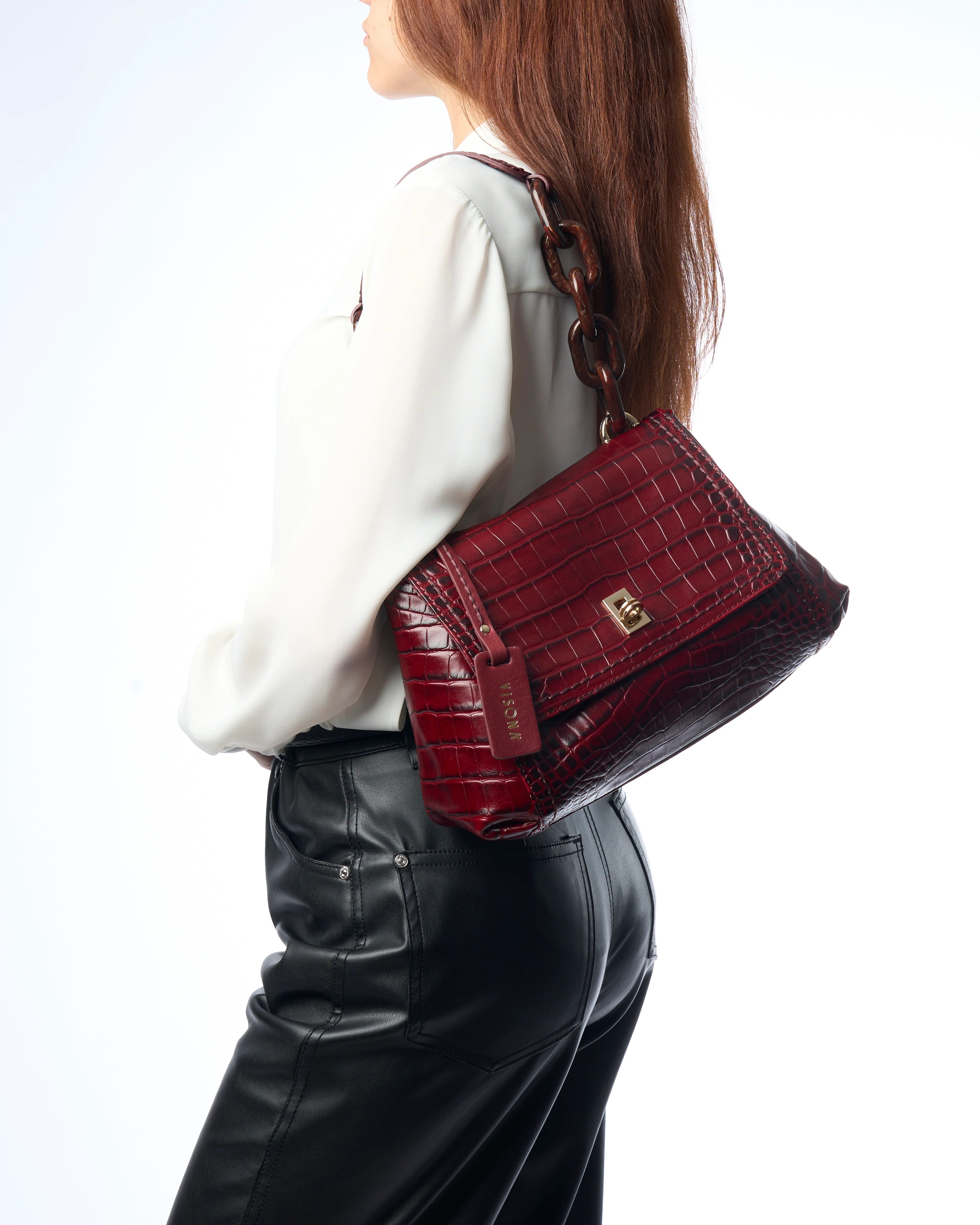 Visonà borsa a spalla in pelle "Miami" Bordeaux 25675.CHIANTI