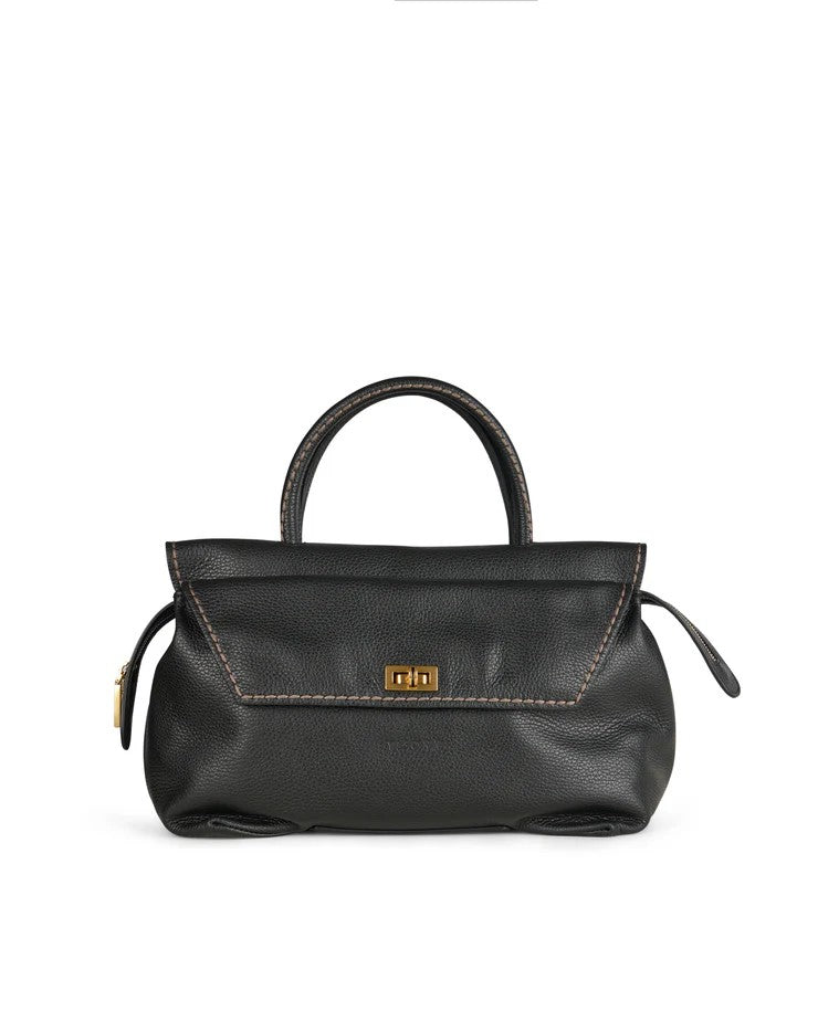 Visonà borsa a mano in pelle "Cleo" Nero 25653.NERO