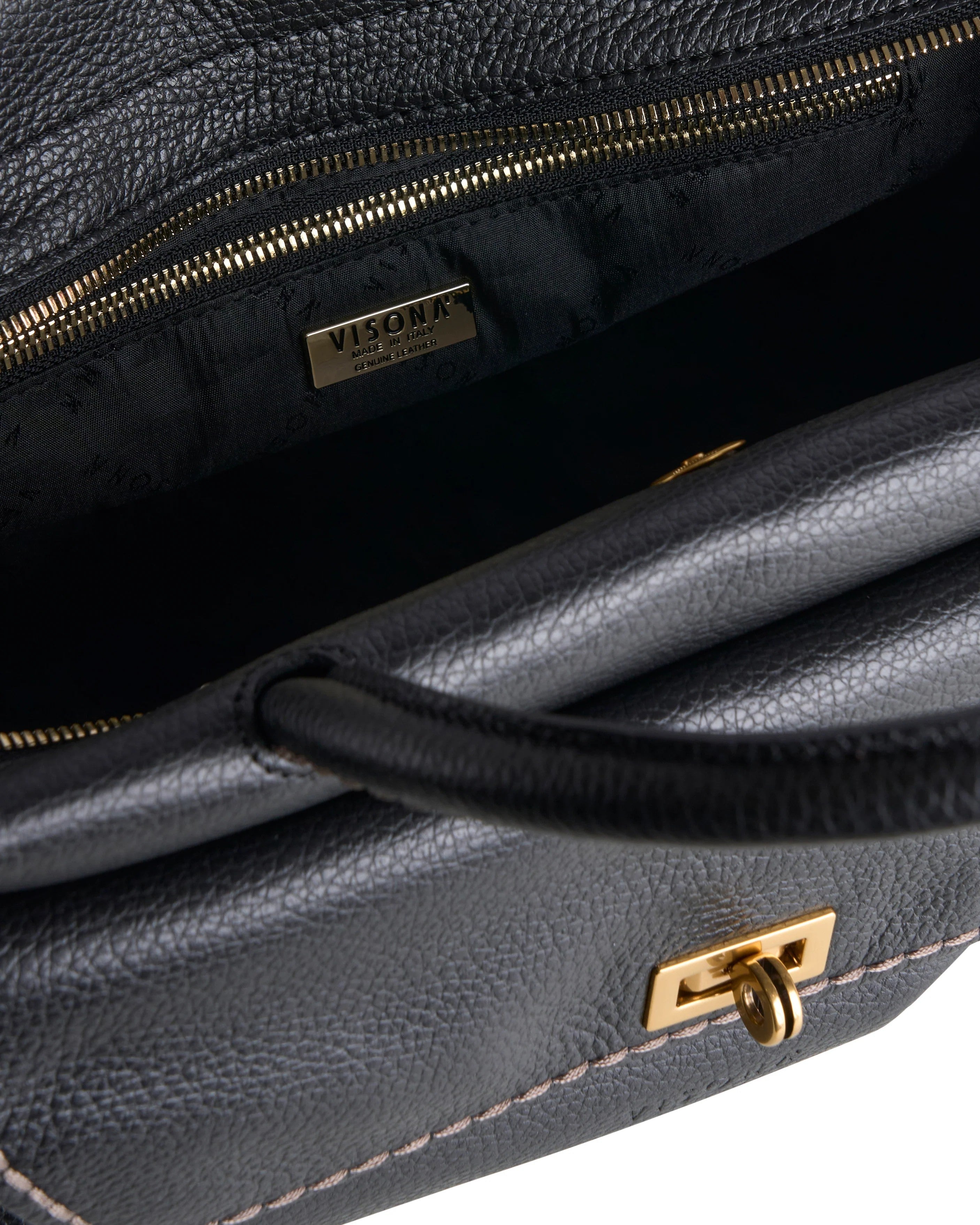 Visonà borsa a mano in pelle "Cleo" Nero 25653.NERO