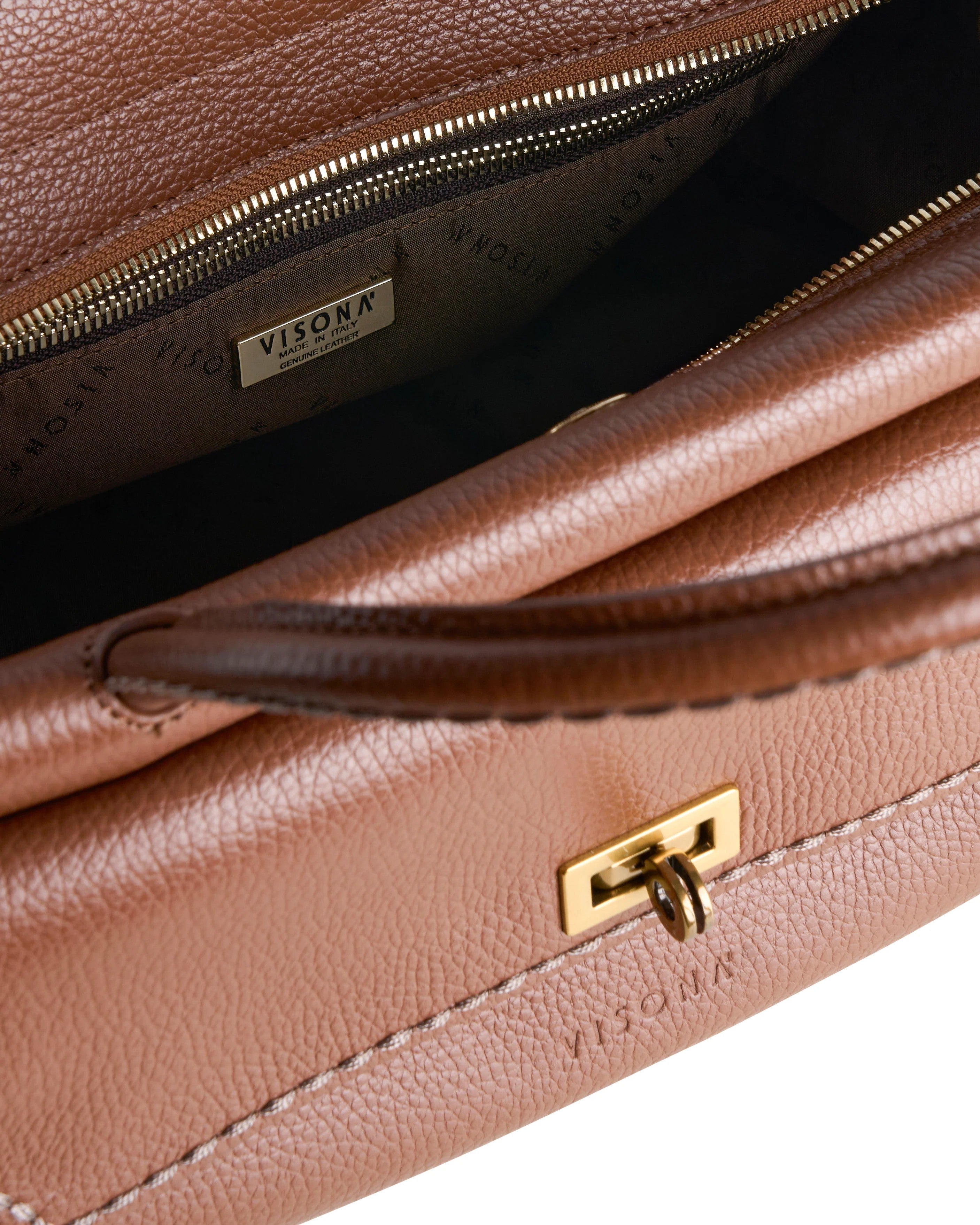 Visonà borsa a mano in pelle "Cleo" Marrone 25653.COCCO