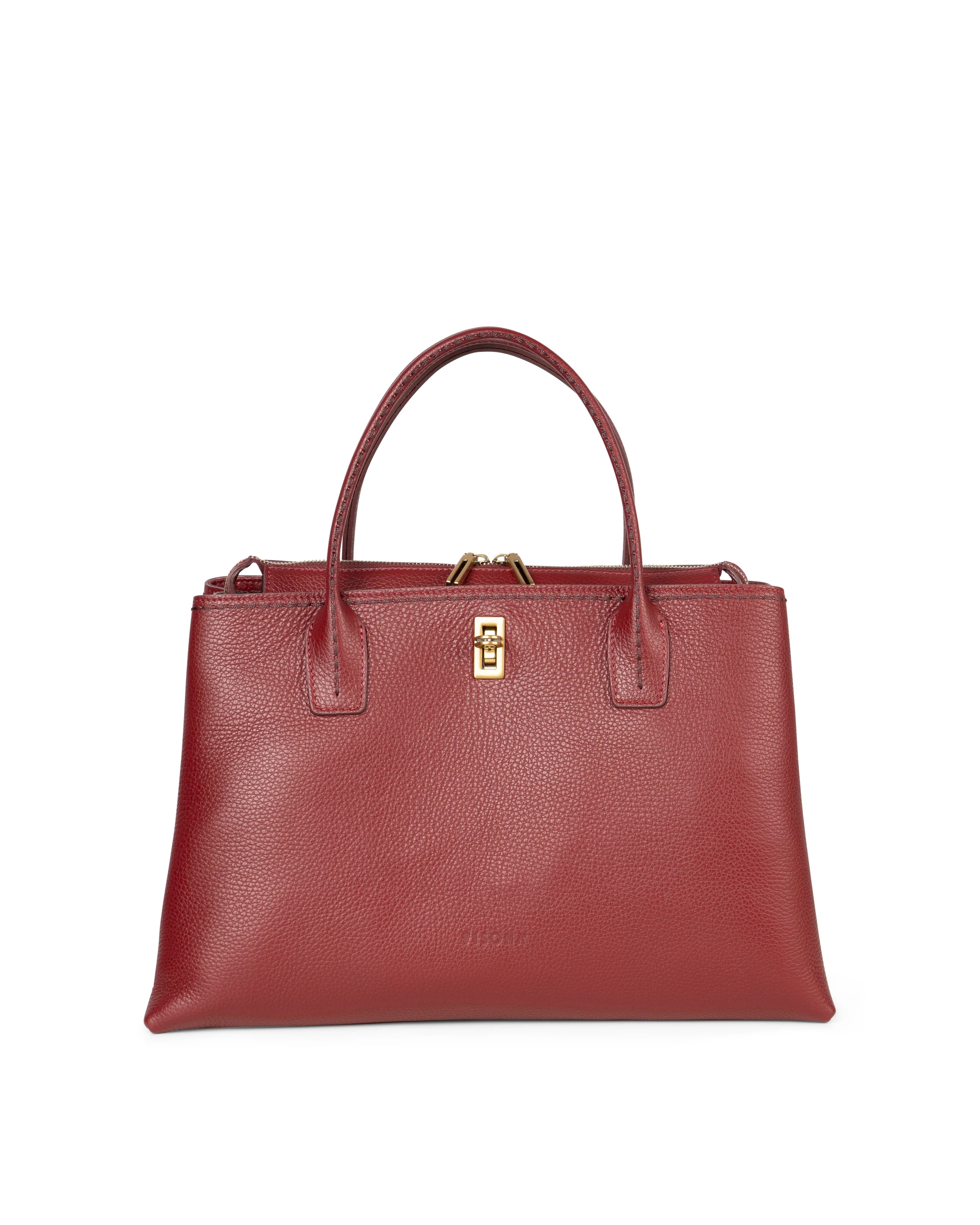 Visonà borsa a mano in pelle "Penelope" Bordeaux 25513.VINO