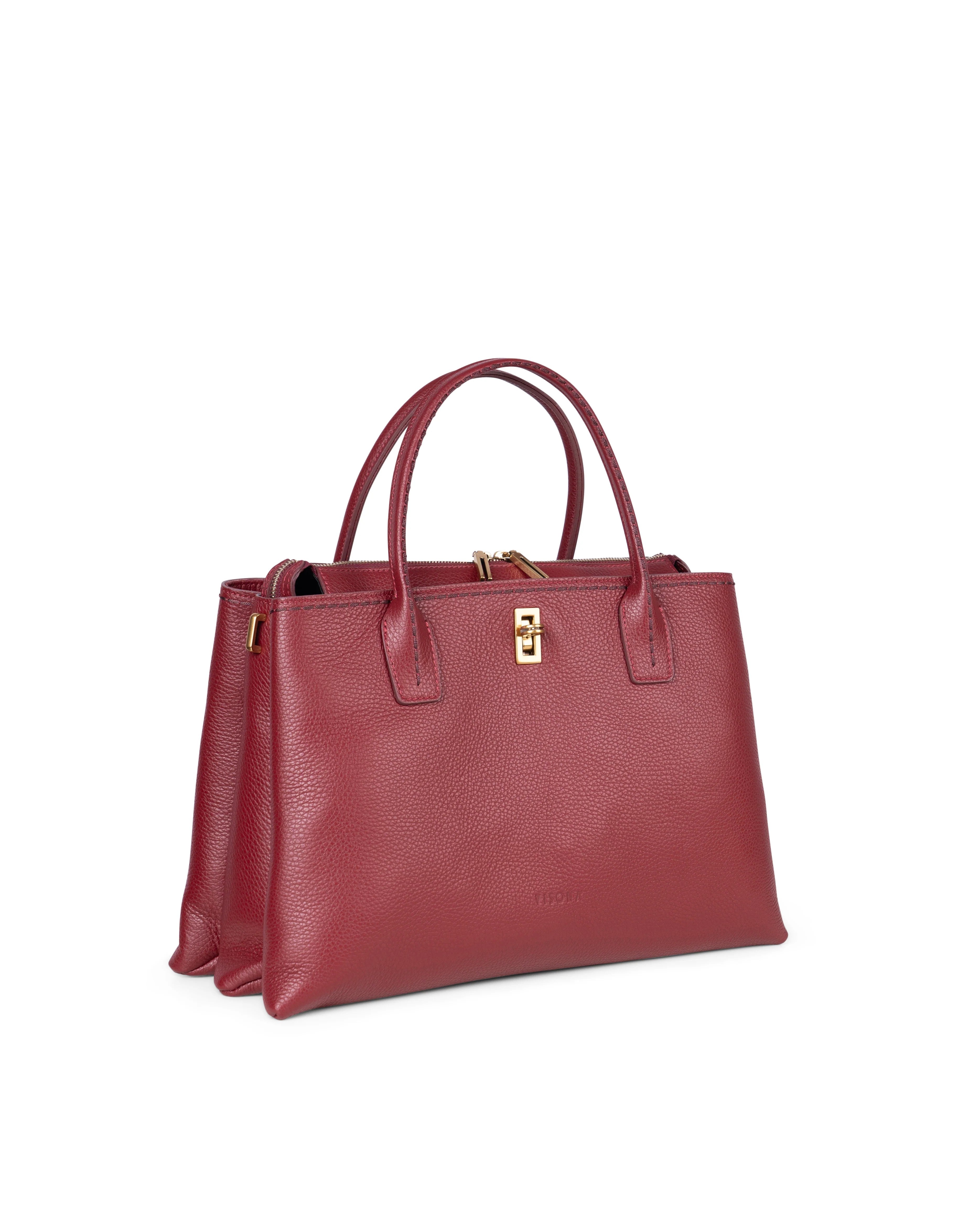 Visonà borsa a mano in pelle "Penelope" Bordeaux 25513.VINO