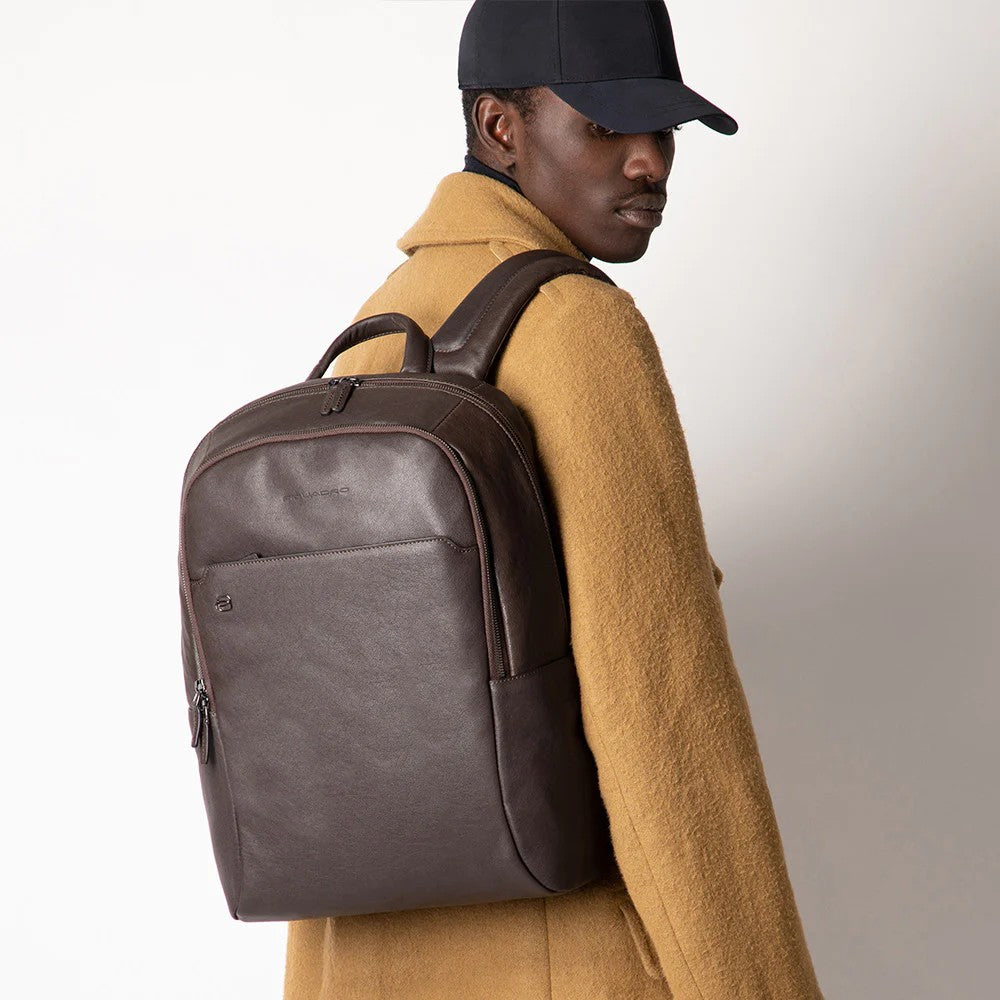 Piquadro zaino in pelle "B3 - Black Square" Marrone CA4762B3.TM