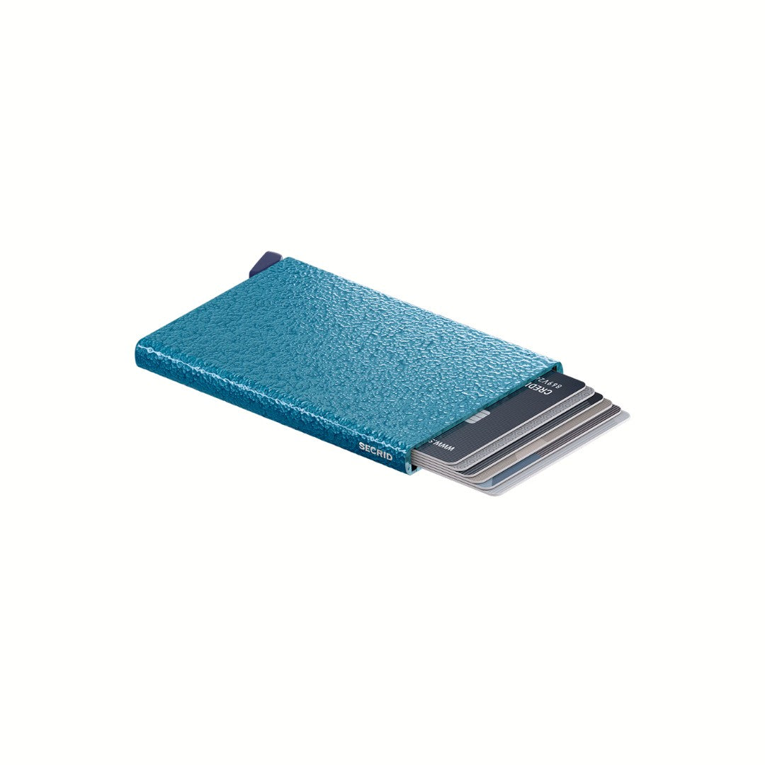 Secrid porta carte di credito in alluminio "Cardprotector Hammerstone" Azzurro CH.AZURE