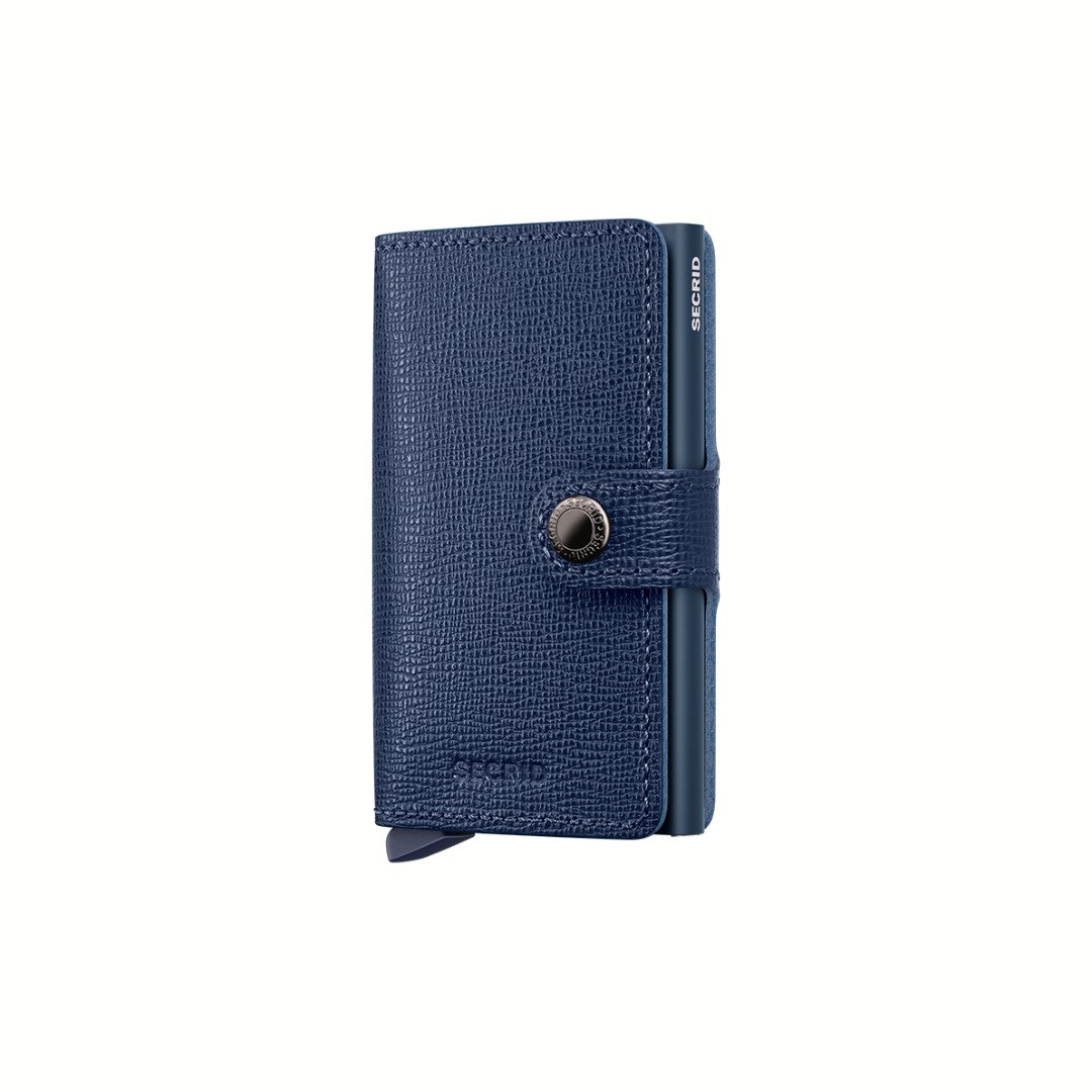 Secrid portafogli compatto in alluminio e pelle "Miniwallet Crisple" Blu MC.NAVY