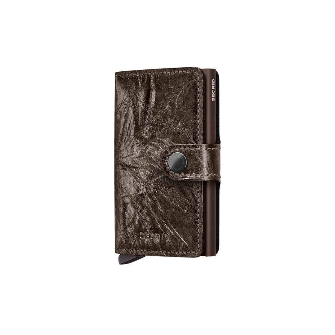 Secrid portafogli compatto in alluminio e pelle "Miniwallet Crunch" Bronzo MCR.BRONZE
