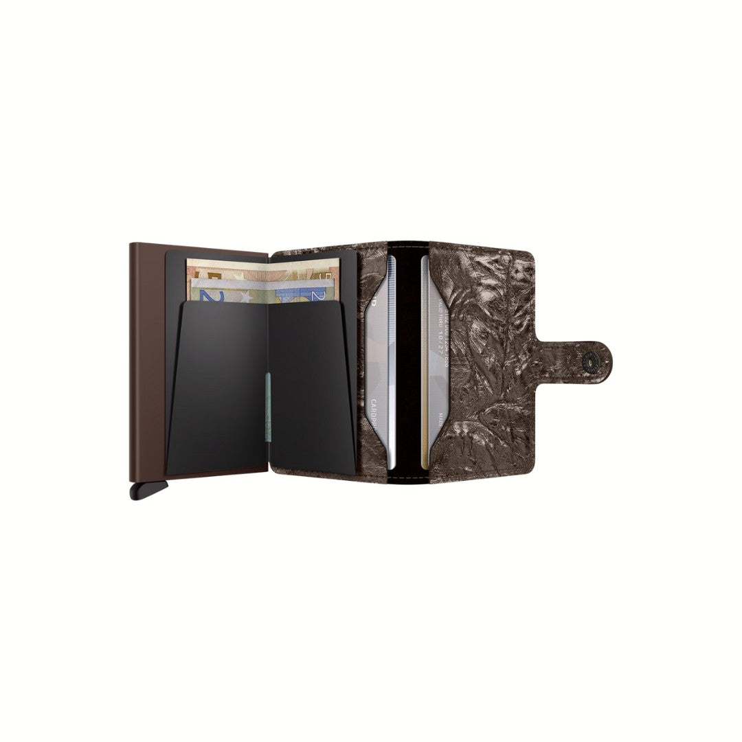 Secrid portafogli compatto in alluminio e pelle "Miniwallet Crunch" Bronzo MCR.BRONZE