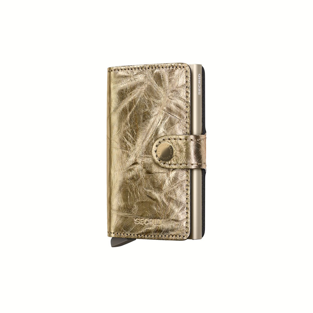 Secrid portafogli compatto in alluminio e pelle "Miniwallet Crunch" Oro MCR.GOLD