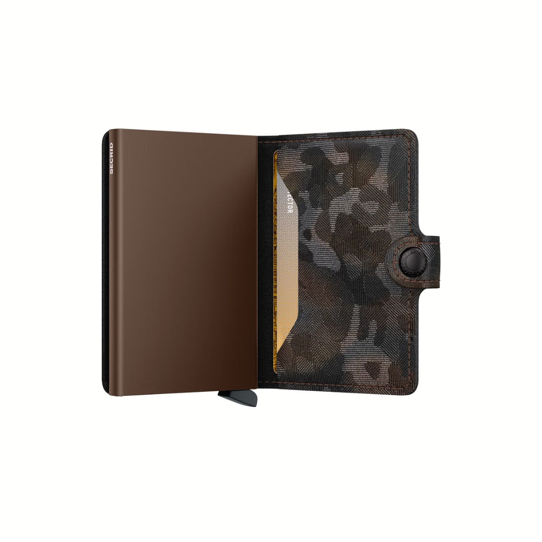 Secrid portafogli compatto in alluminio e pelle "Miniwallet Jungle" Camouflage MJU.BROWN