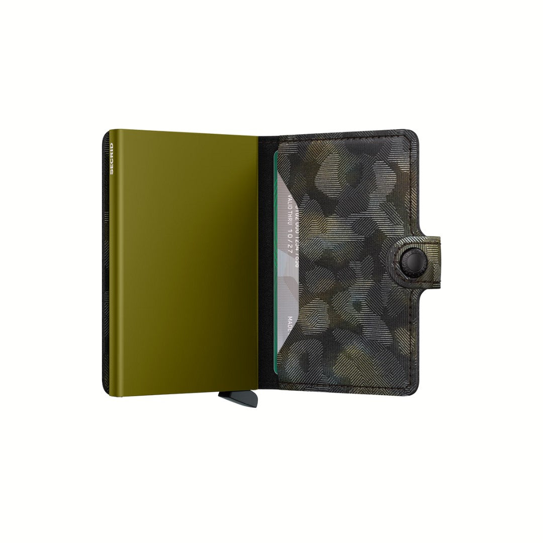Secrid portafogli compatto in alluminio e pelle "Miniwallet Jungle" Camouflage MJU.MOSS