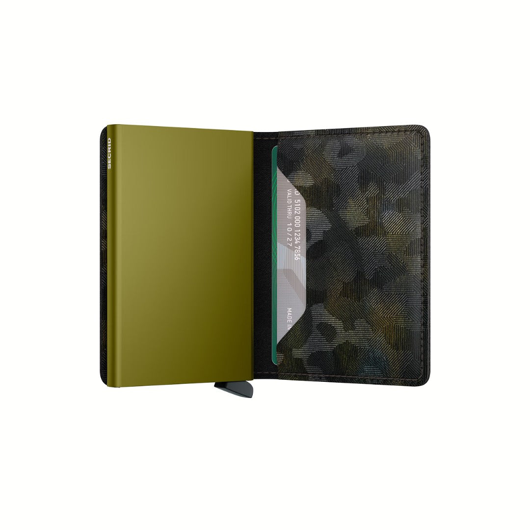 Secrid portafogli compatto in alluminio e pelle "Slimwallet Jungle" Camouflage SJU.MOSS