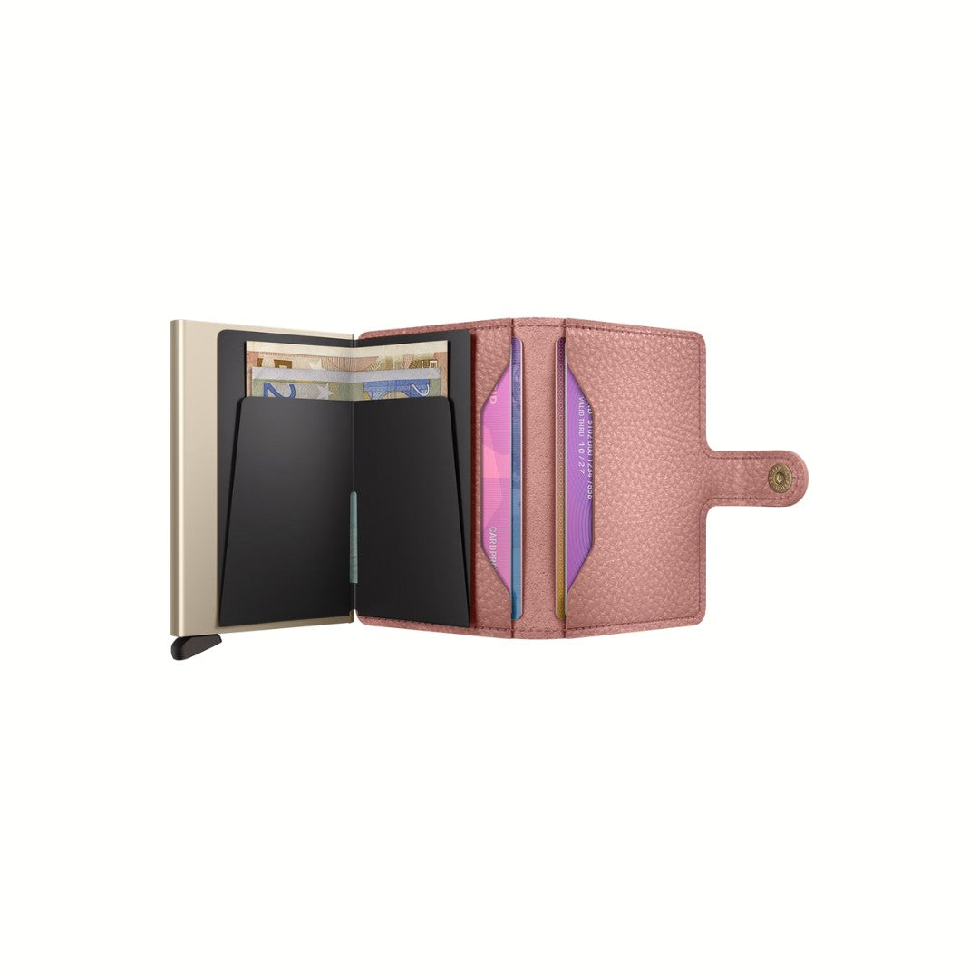 Secrid portafogli compatto in alluminio e pelle "Miniwallet Pebble" Rosa MPE.ROSE