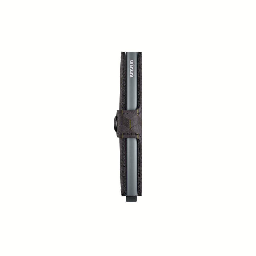 Secrid portafogli compatto in alluminio e pelle "Miniwallet Optical" Grigio MOP.GREY & YELLOW