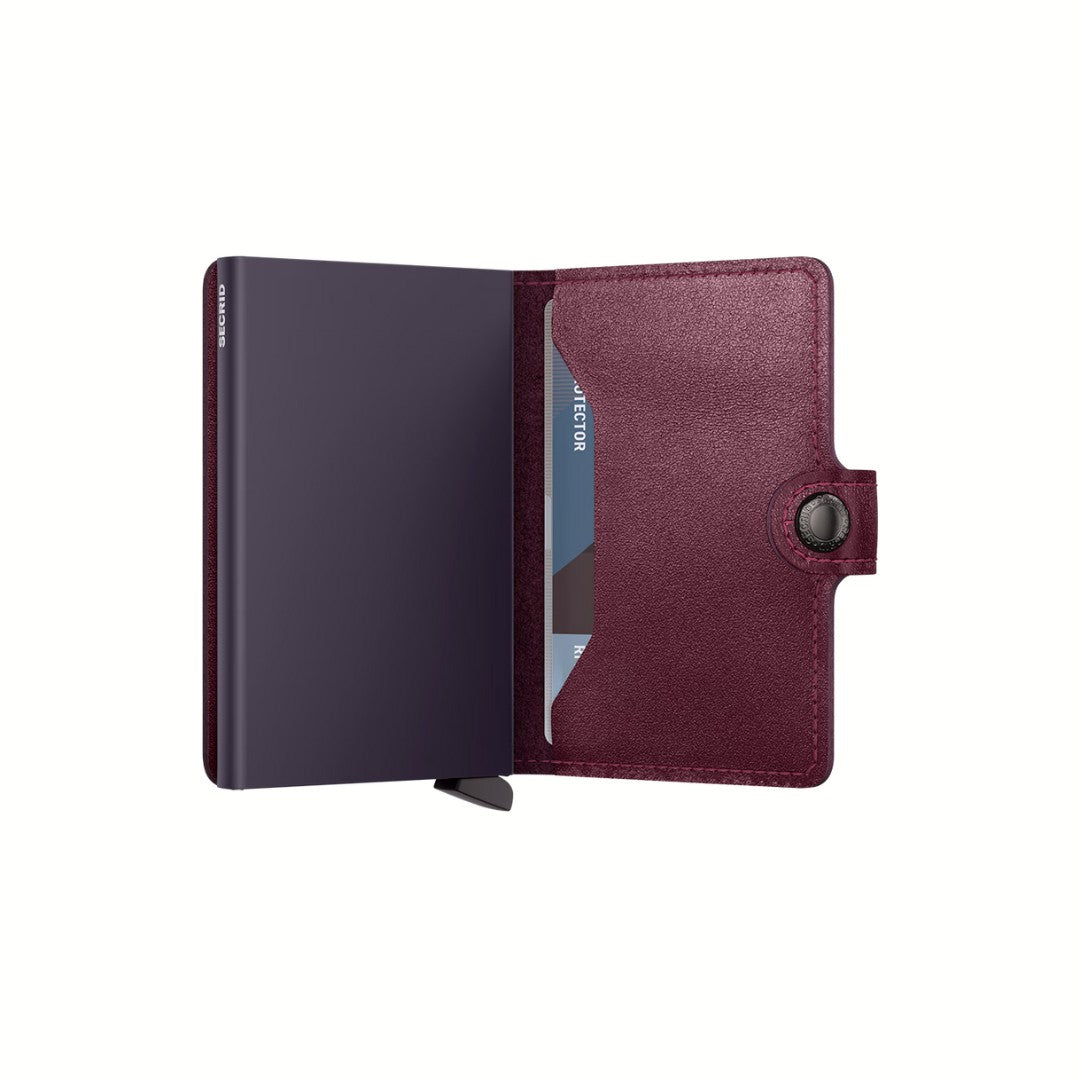Secrid portafogli compatto in alluminio e pelle "Miniwallet Original" Bordeaux MO.CRANBERRY