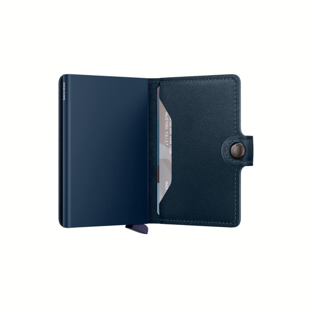 Secrid portafogli compatto in alluminio e pelle "Miniwallet Original" Blu MO.NAVY & NAVY