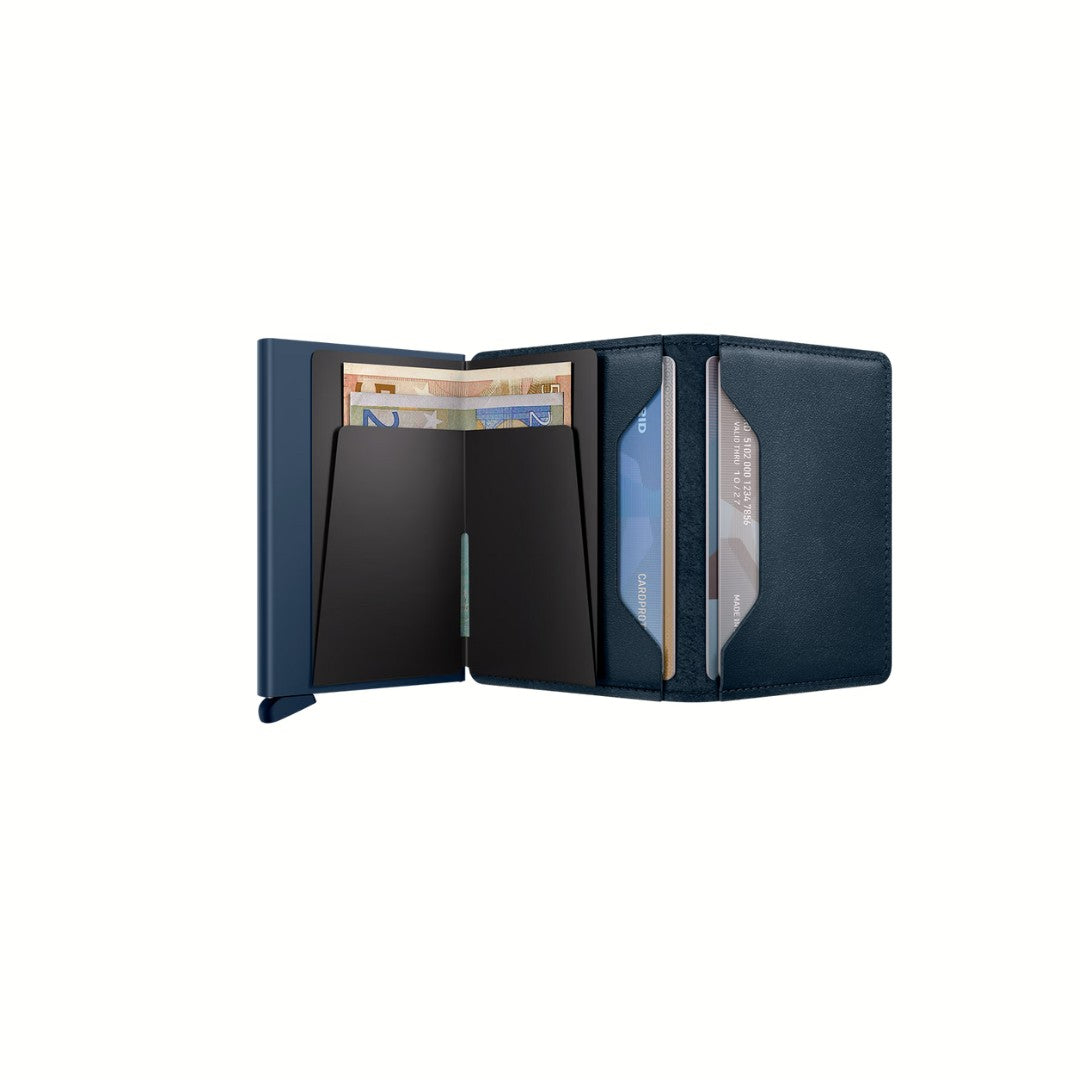 Secrid portafogli compatto in alluminio e pelle "Slimwallet Original" Blu SO.NAVY & NAVY