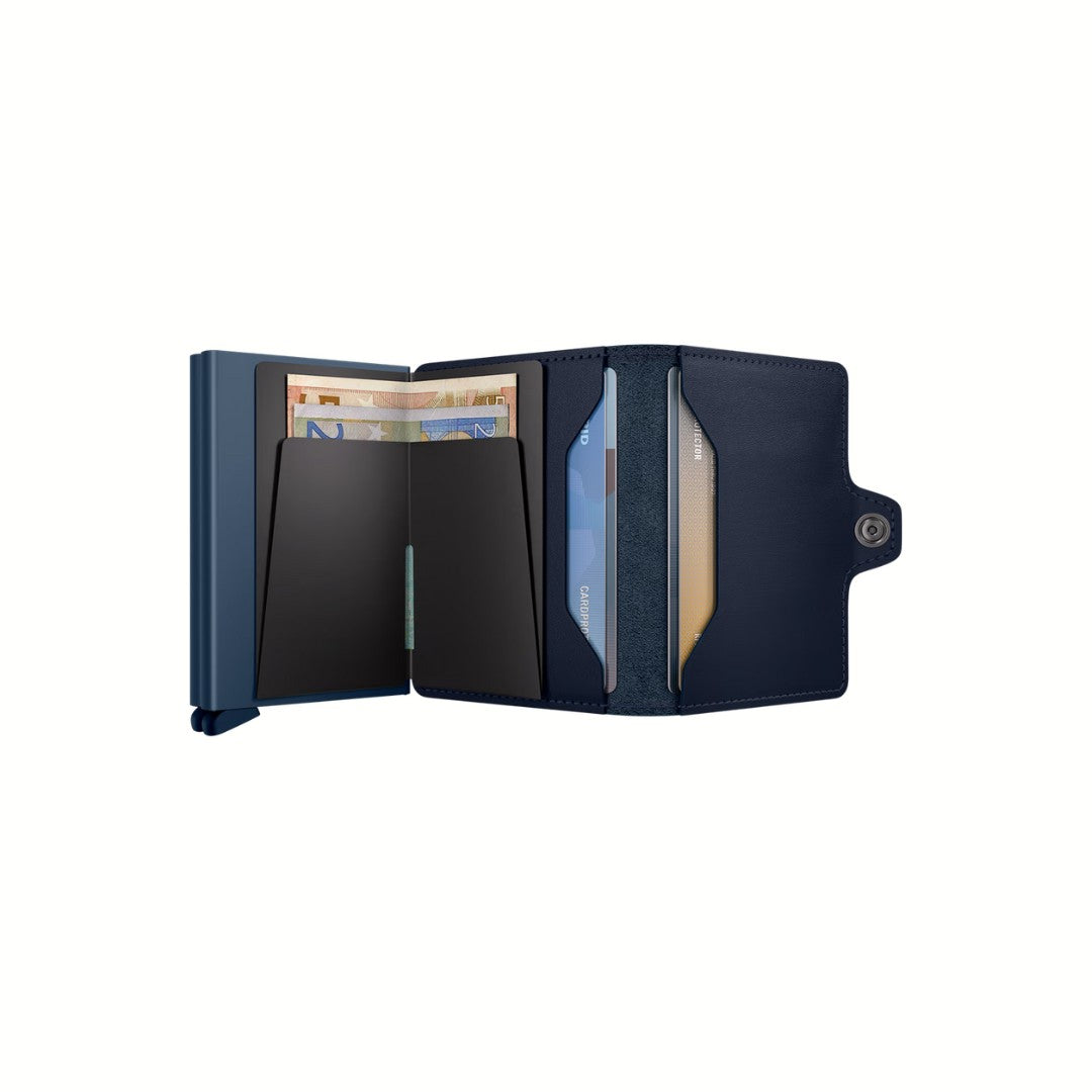 Secrid portafogli compatto in alluminio e pelle "Twinwallet Original" Blu TO.NAVY & NAVY
