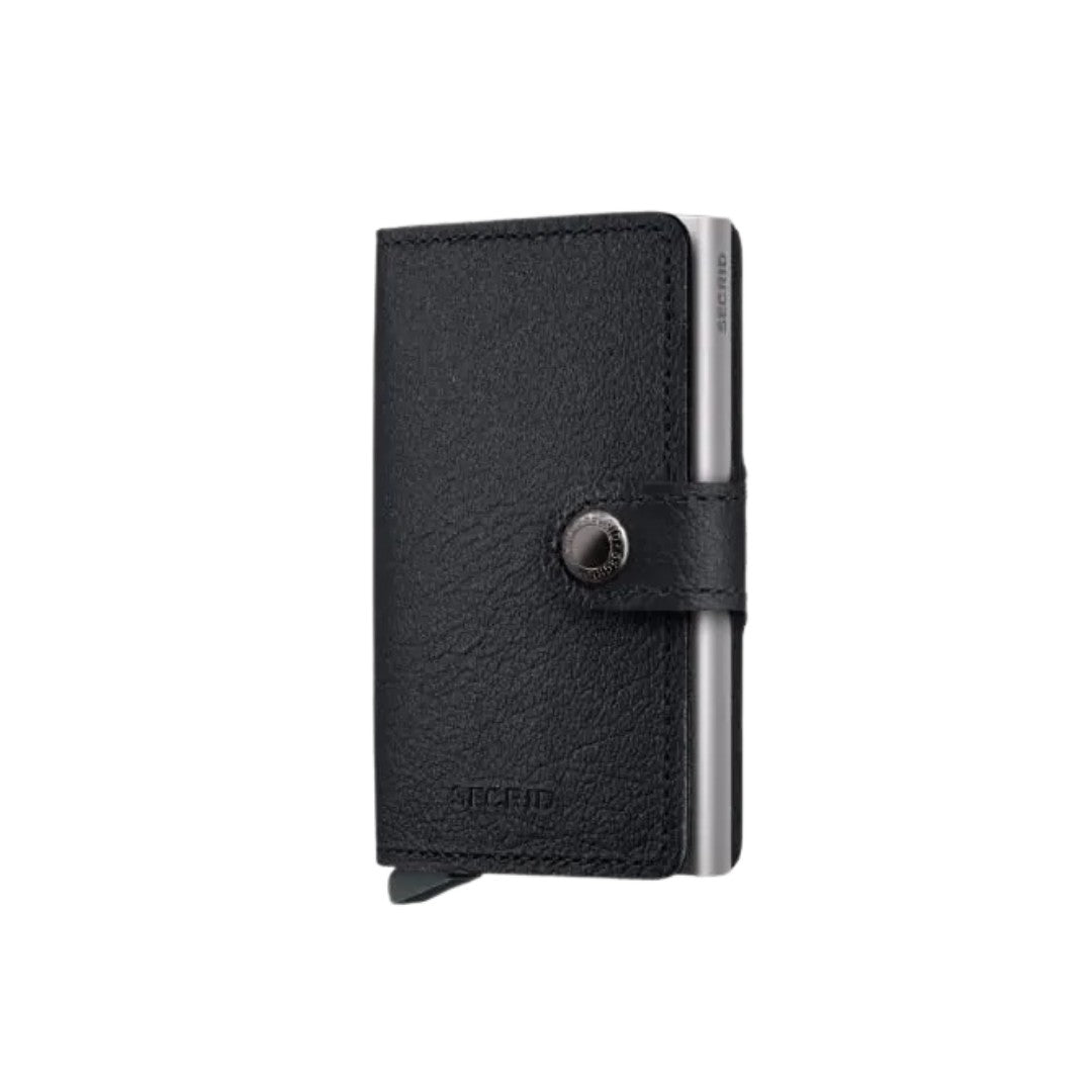 Secrid portafogli compatto in alluminio e pelle "Miniwallet Basic" Nero MB.BLACK