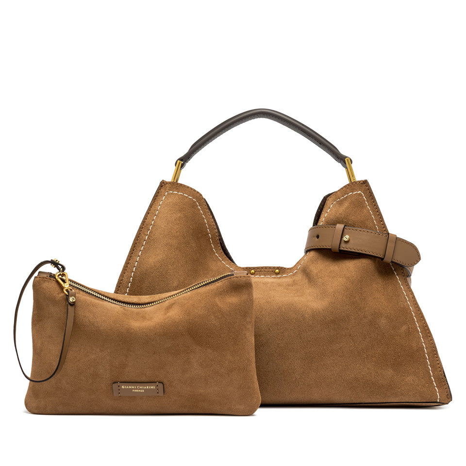 Gianni Chiarini borsa a mano in camoscio "Aurora" Cuoio BS12286 CM-PLMCP.1478 CARAMEL