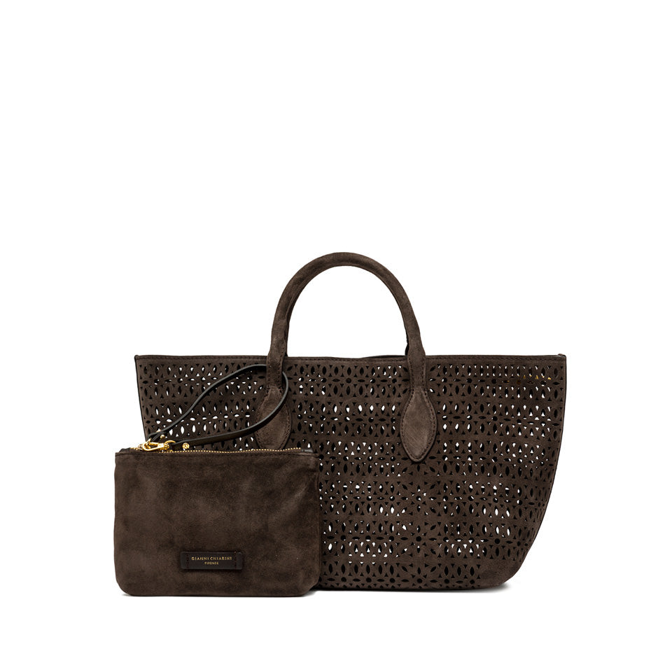 Gianni Chiarini borsa a mano in camoscio "Mashup" Marrone BS11836 CMLSR.974 MOKA